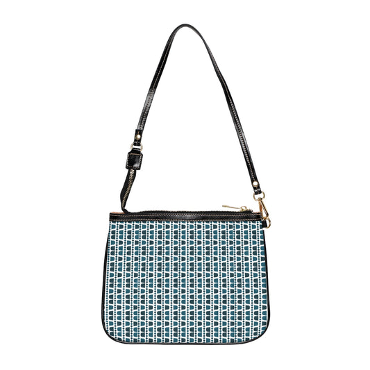 Blue and White Arabic Coffee Cups Shoulder Bag — Small Leather Crossbody Purse