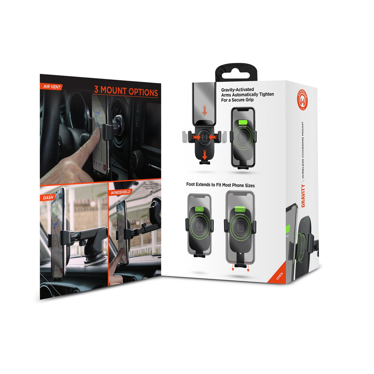 HyperGear Gravity 15W Wireless Fast Charge Mount - Hands-Free