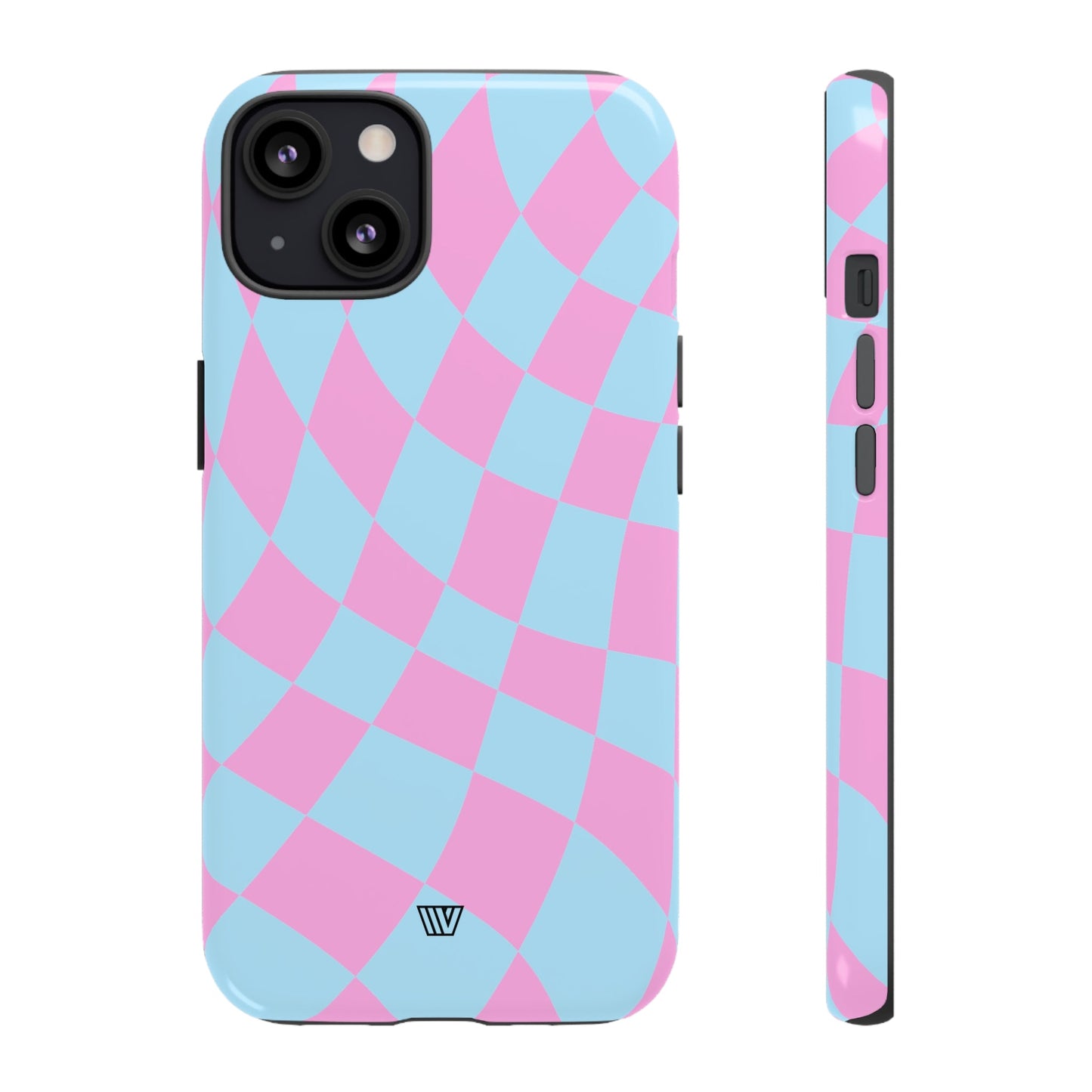 BLUE PINK CURVY CHECKERBOARD | Tough Phone Case