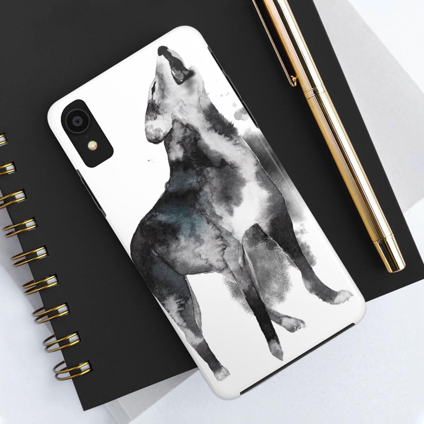 Black and White Dog Printed Tough Phone Cases