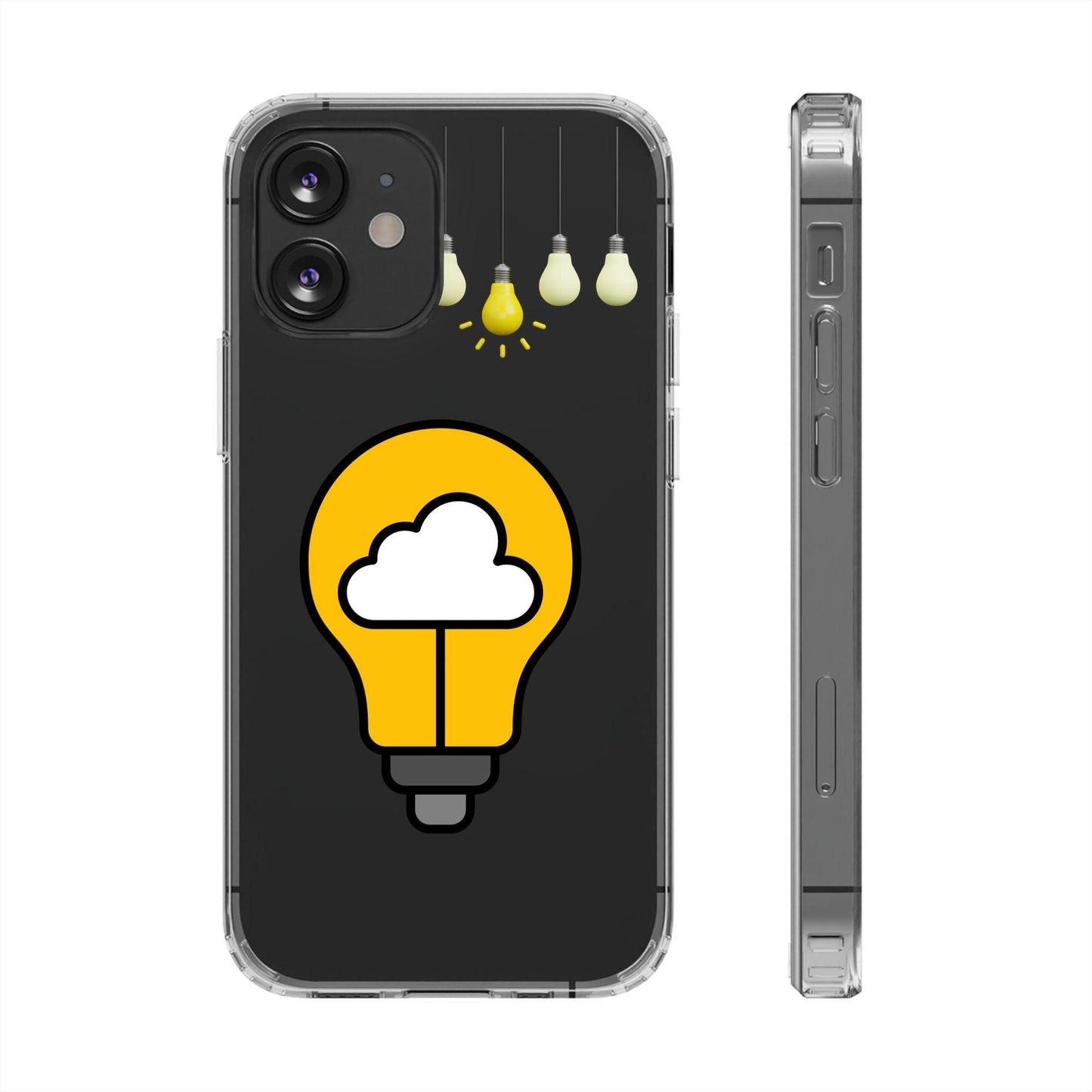 Clear Cases Bulbs with Light Representing Ideas