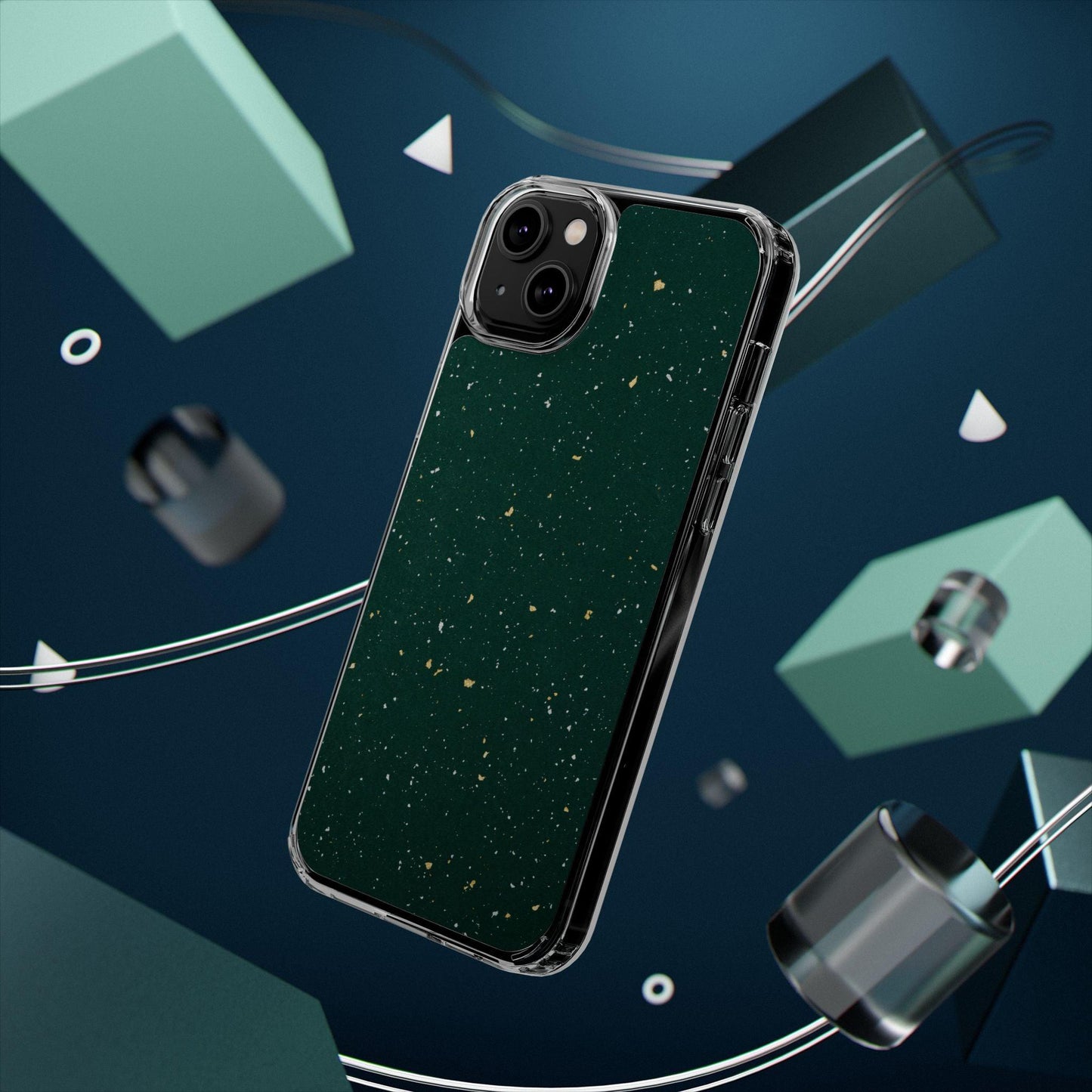Clear Cases Green with Glitter