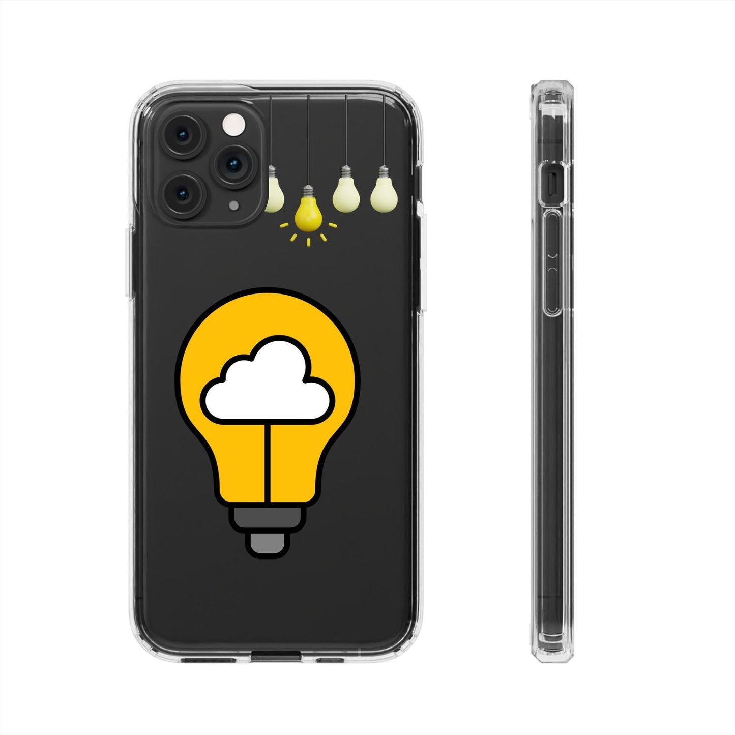 Clear Cases Bulbs with Light Representing Ideas