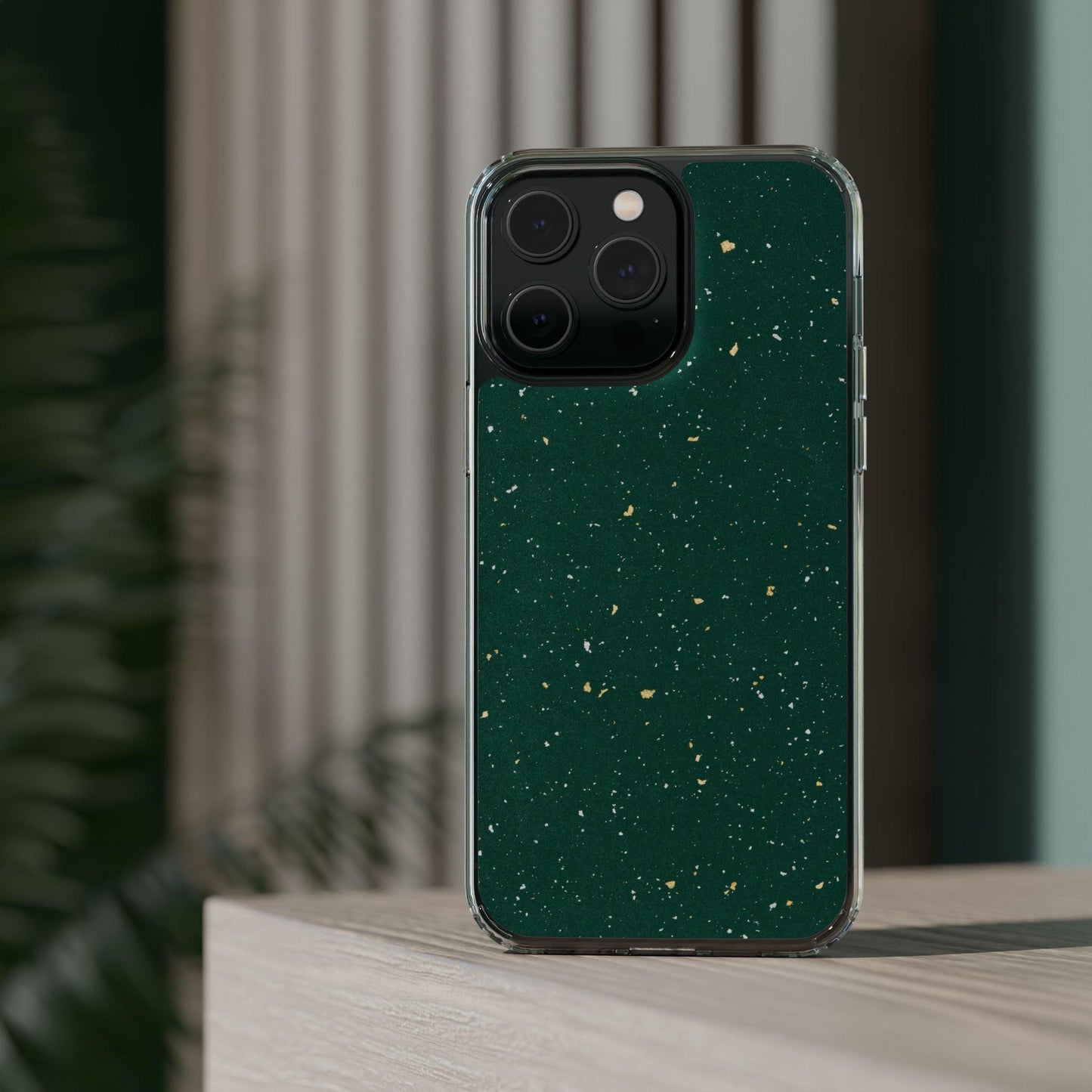 Clear Cases Green with Glitter