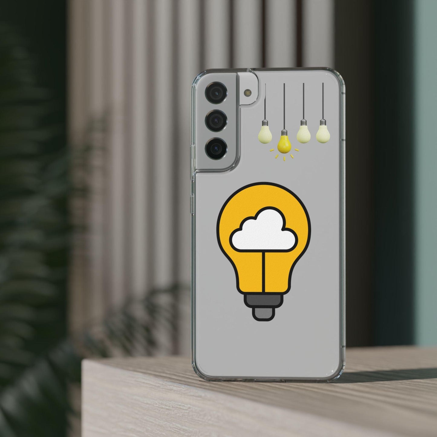 Clear Cases Bulbs with Light Representing Ideas