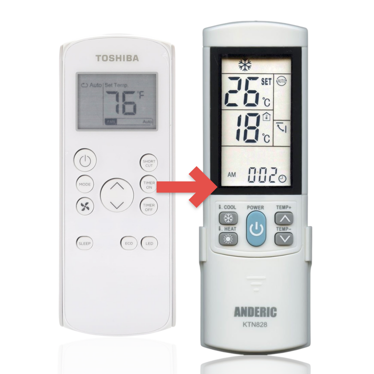 Toshiba RG57J4(B)/BGCEU1 Air Conditioner Remote Control | RACWK1212ESCWRU | RACWK1823ESCWRU | RACWK1012ESCWRU - 17317000A65483