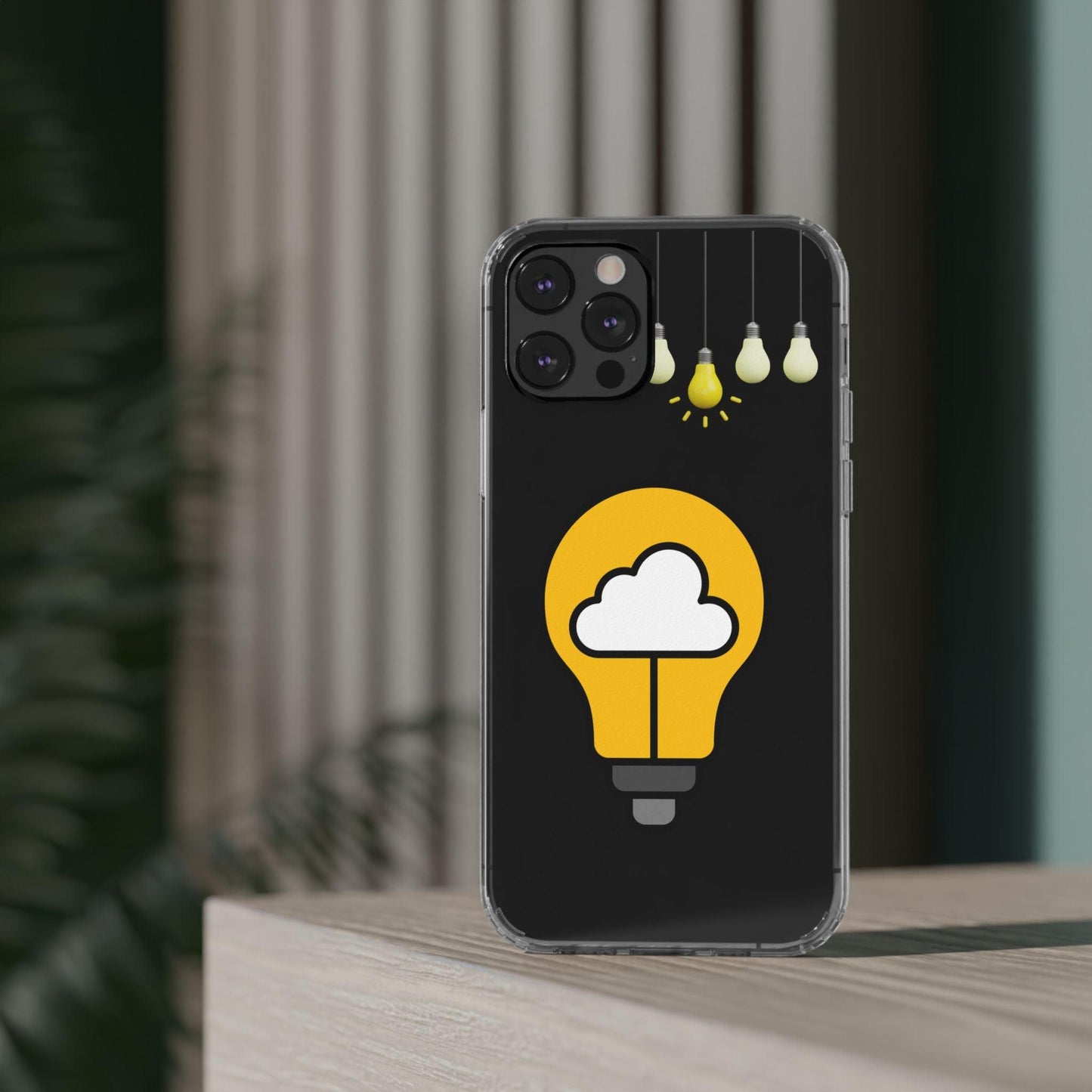Clear Cases Bulbs with Light Representing Ideas