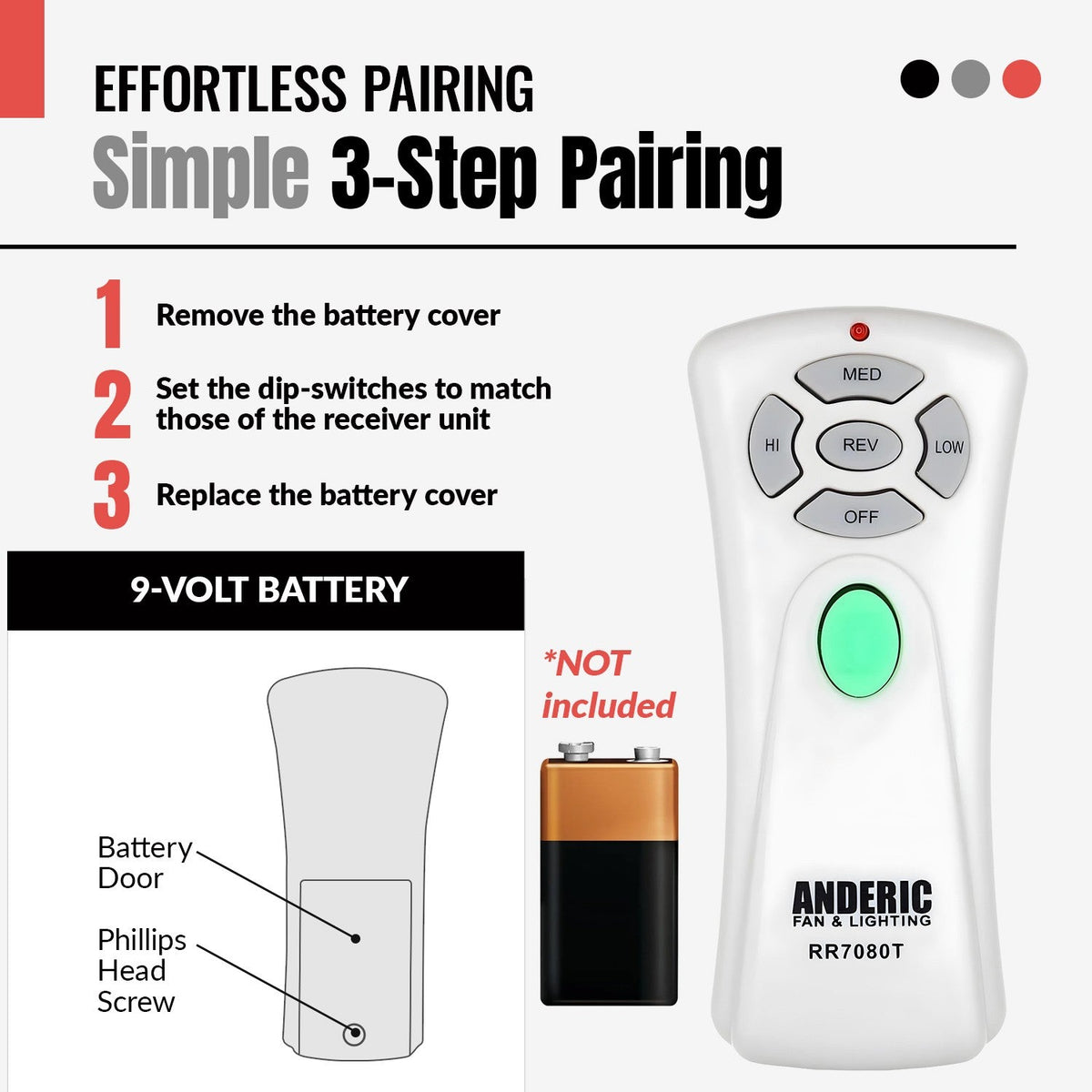Hampton Bay UC7080T CHQ7080T Ceiling Fan Remote Control