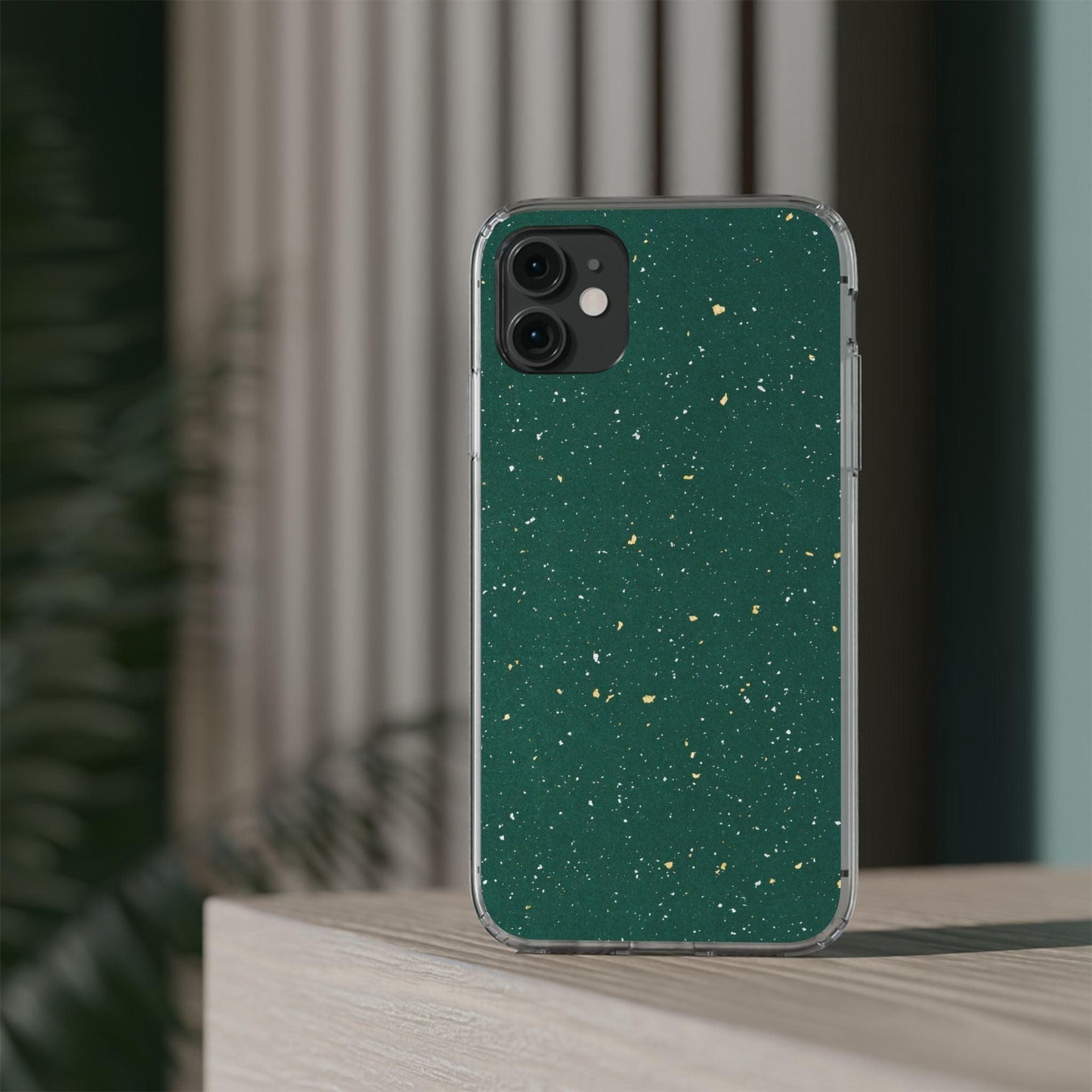 Clear Cases Green with Glitter