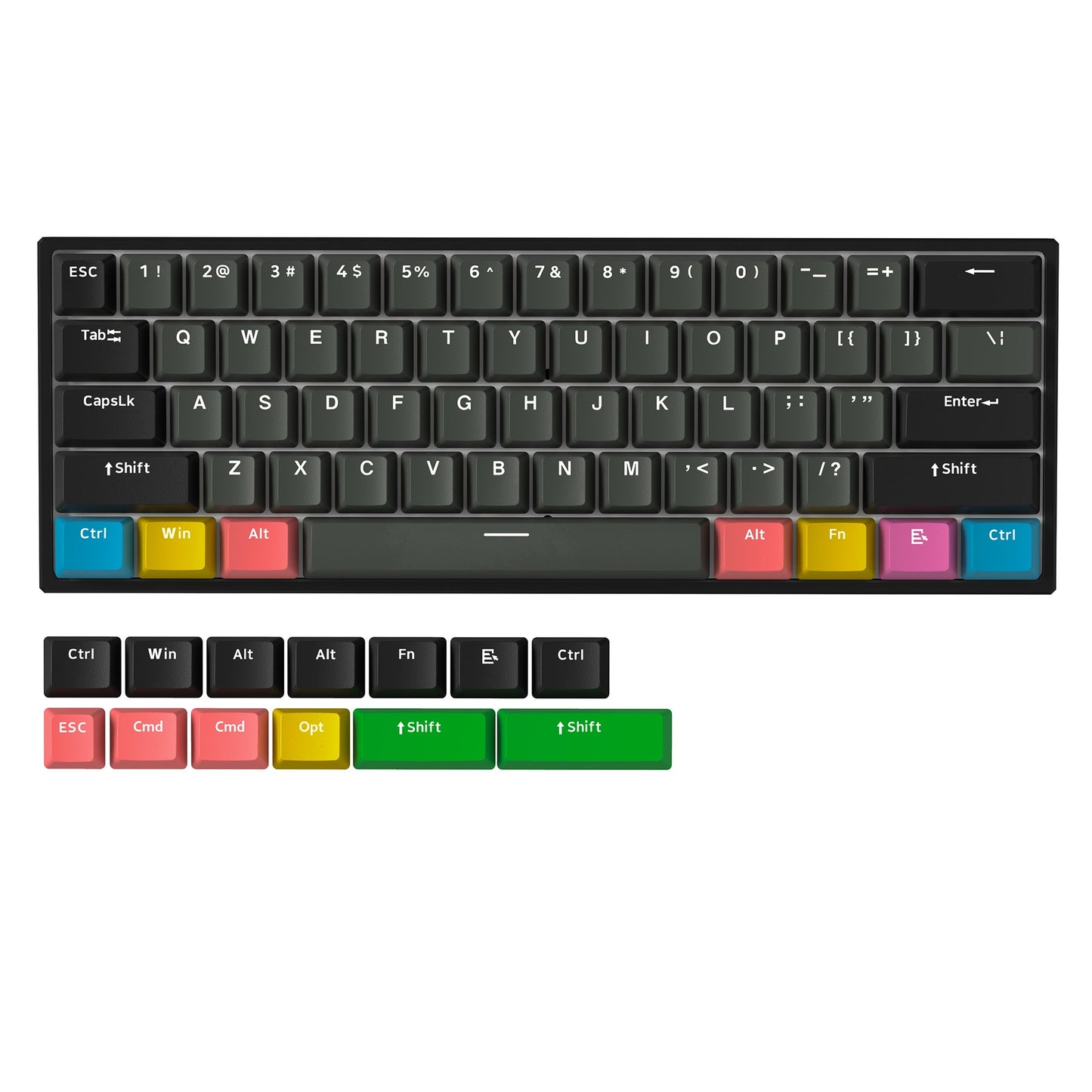 XVX H61 Kanagawa CNC Aluminum 60% Mechanical Keyboard Wired Hot Swap Switches Full RGB With PBT Keycaps