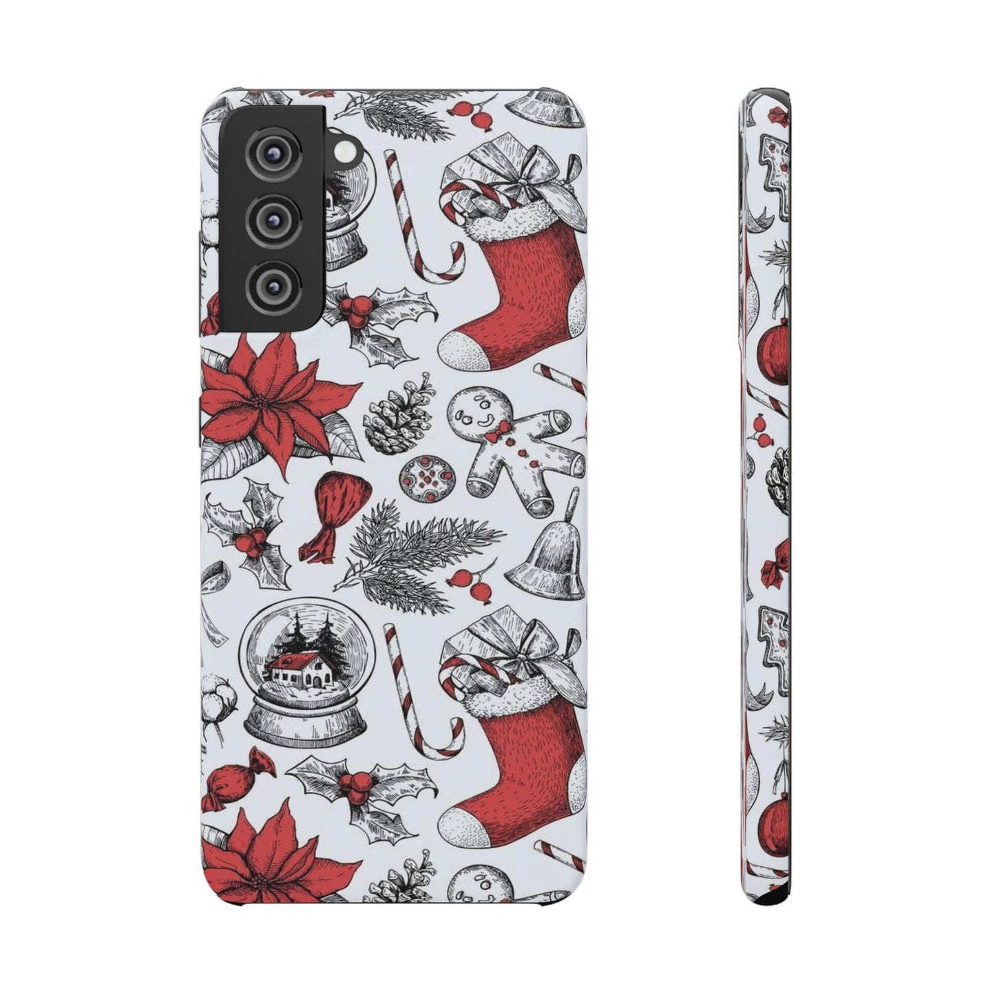 Samsung Clear Silicone Phone Case with Christmas Holiday Pattern – Festive Protection for Your Device