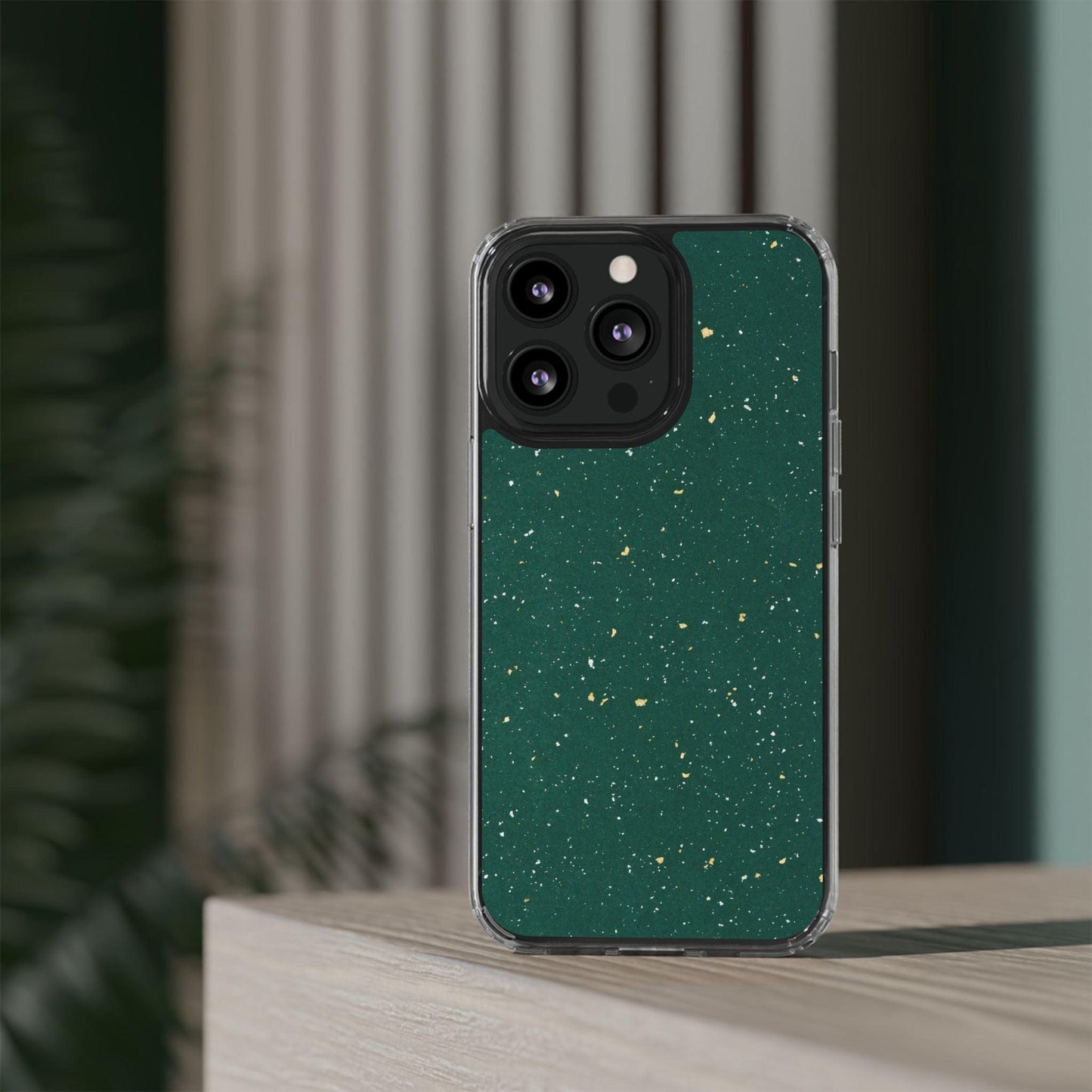 Clear Cases Green with Glitter