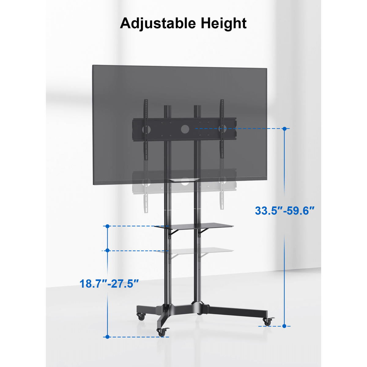 ErgoAV Movable Height-Adjustable Cart for TVs 40" to 75"