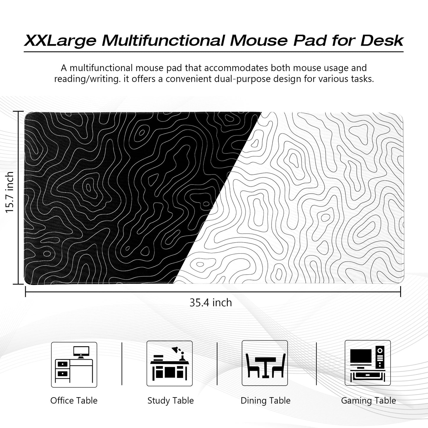 XVX Kanagawa Outline Themed Large Desk Mat