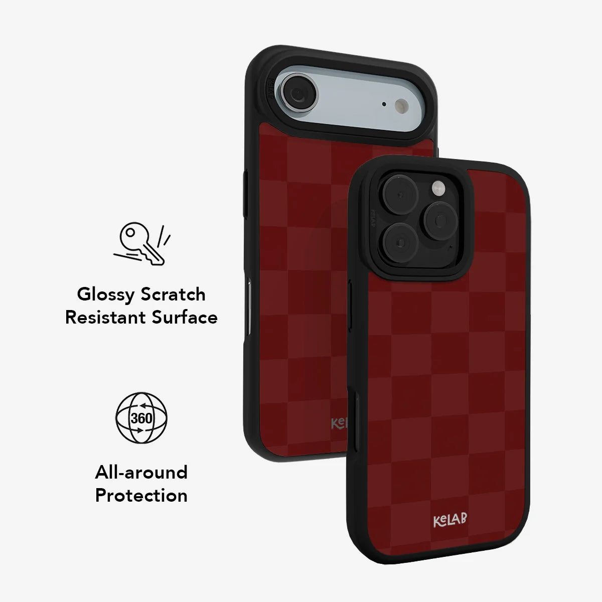 Maroon Check | Bold Checkerboard Pattern Phone Case