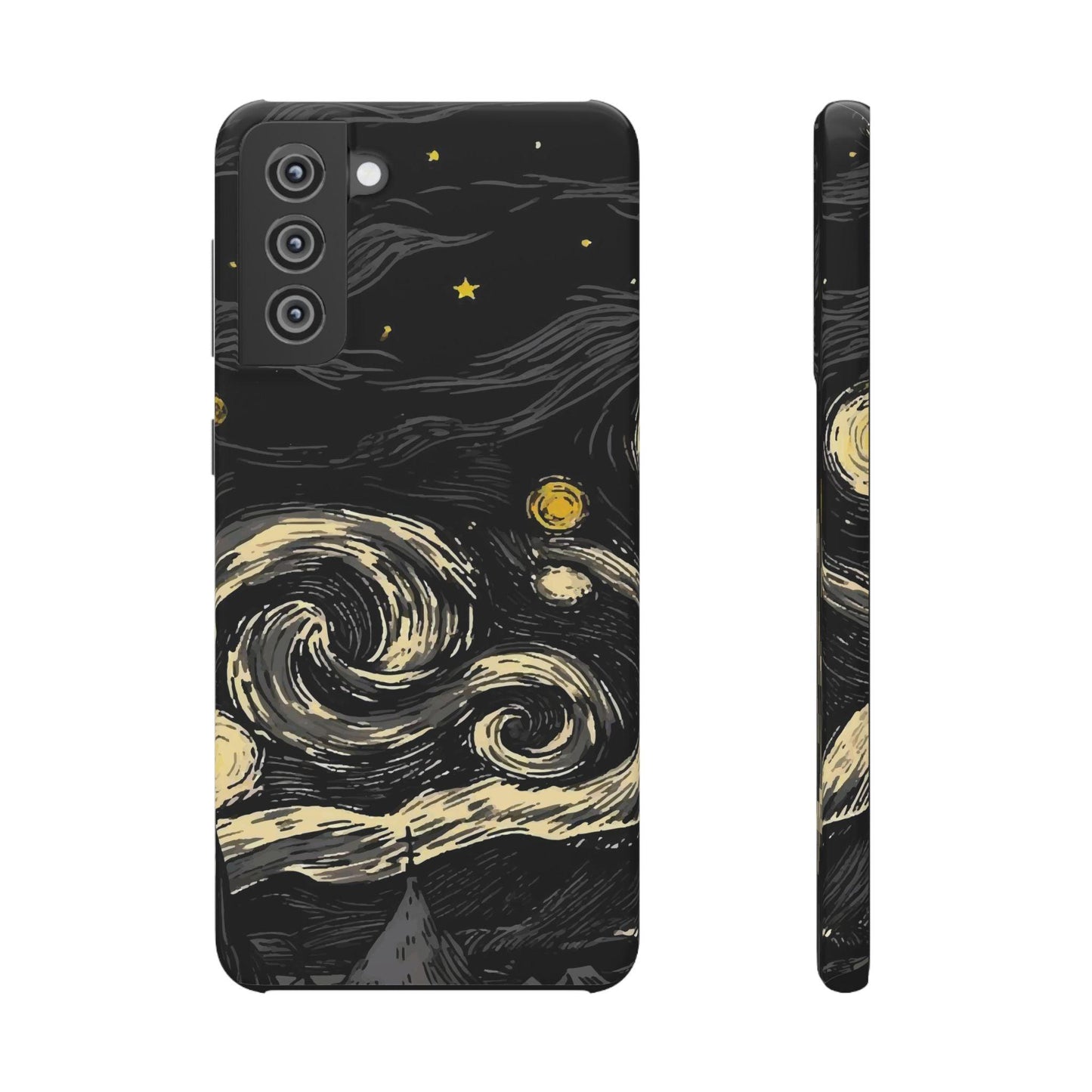Samsung Clear Silicone Phone Case Black Sky Moon And Stars Pattern