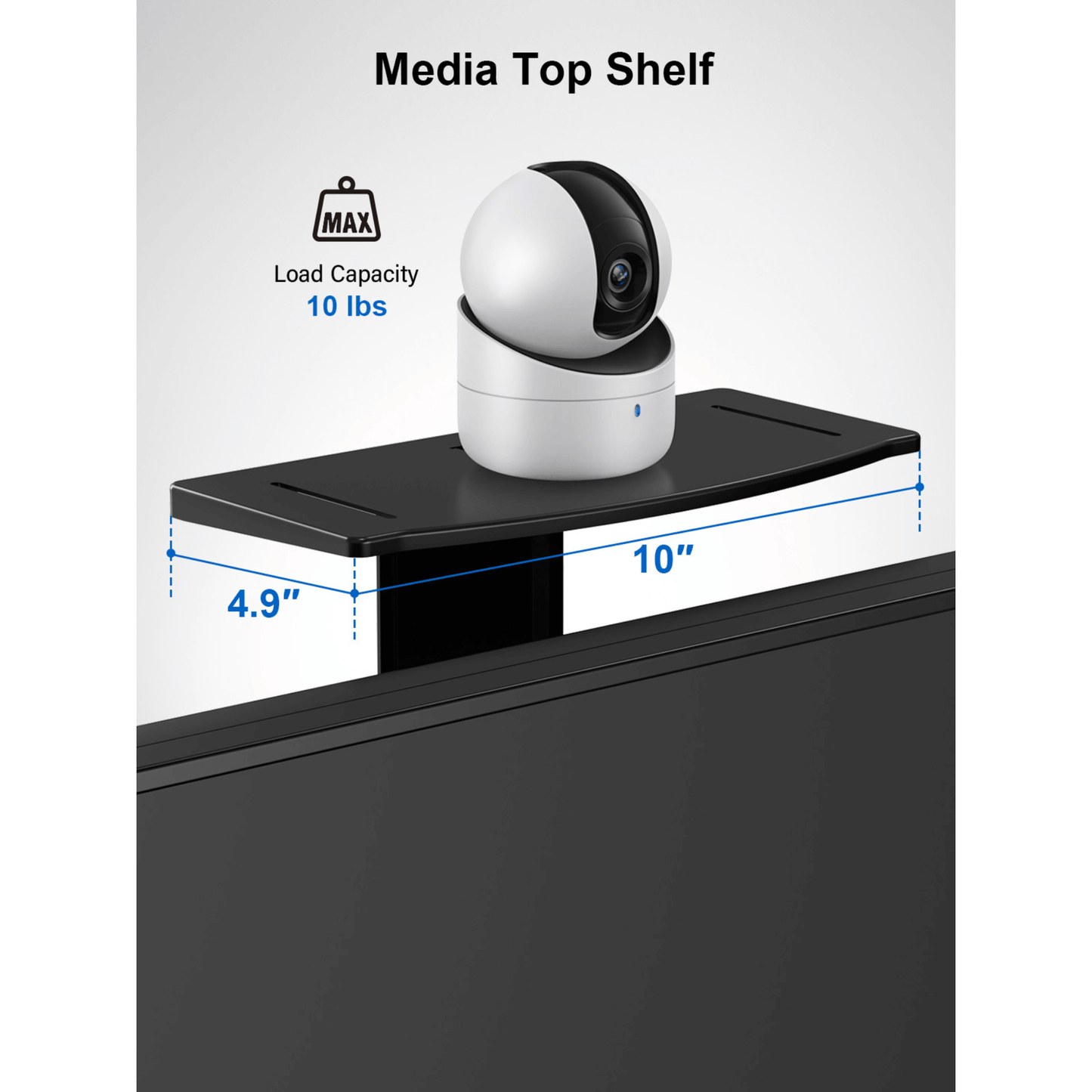 ErgoAV Movable Height-Adjustable Cart with Camera Shelf for TVs 49" to 85"