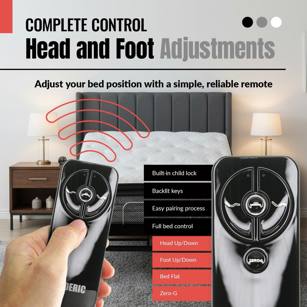 Sealy RF368B EASE BLACK ERGO Adjustable Adjustable Bed Remote Control - JLDK.30.03.13