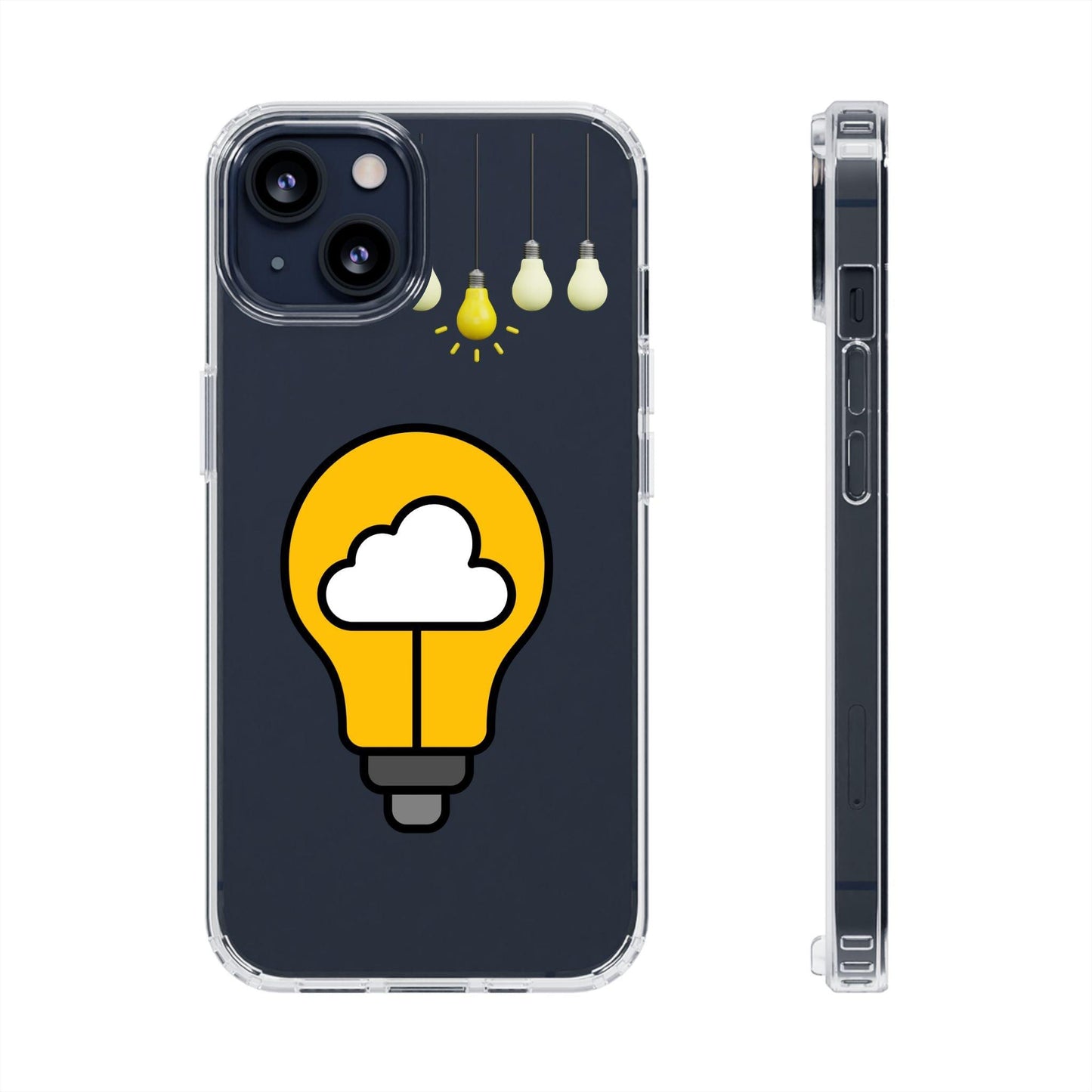 Clear Cases Bulbs with Light Representing Ideas