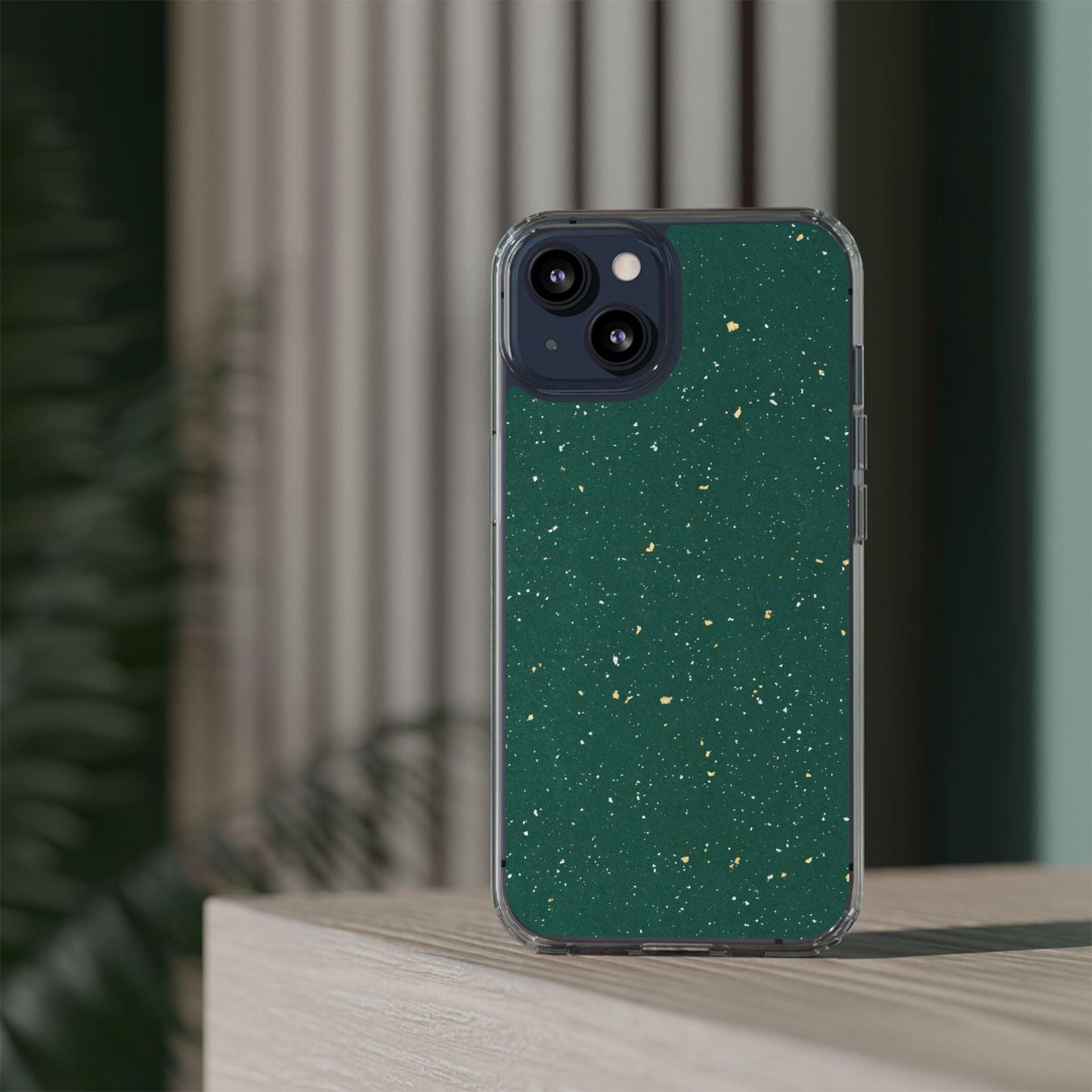 Clear Cases Green with Glitter