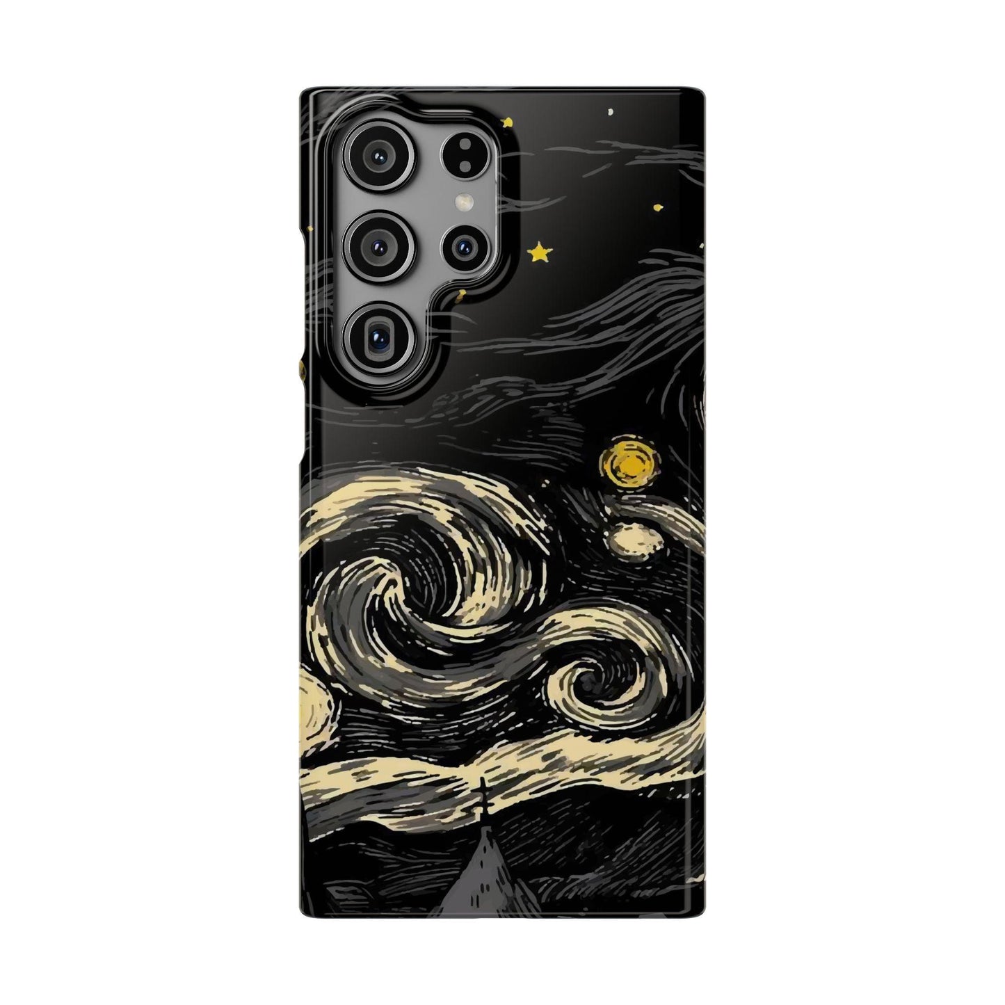 Samsung Clear Silicone Phone Case Black Sky Moon And Stars Pattern