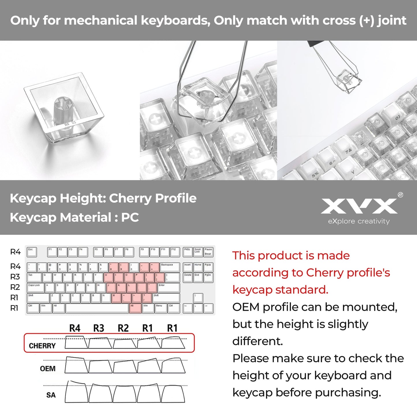 XVX Fizz Kit Cherry Profile Keycaps 21-Key