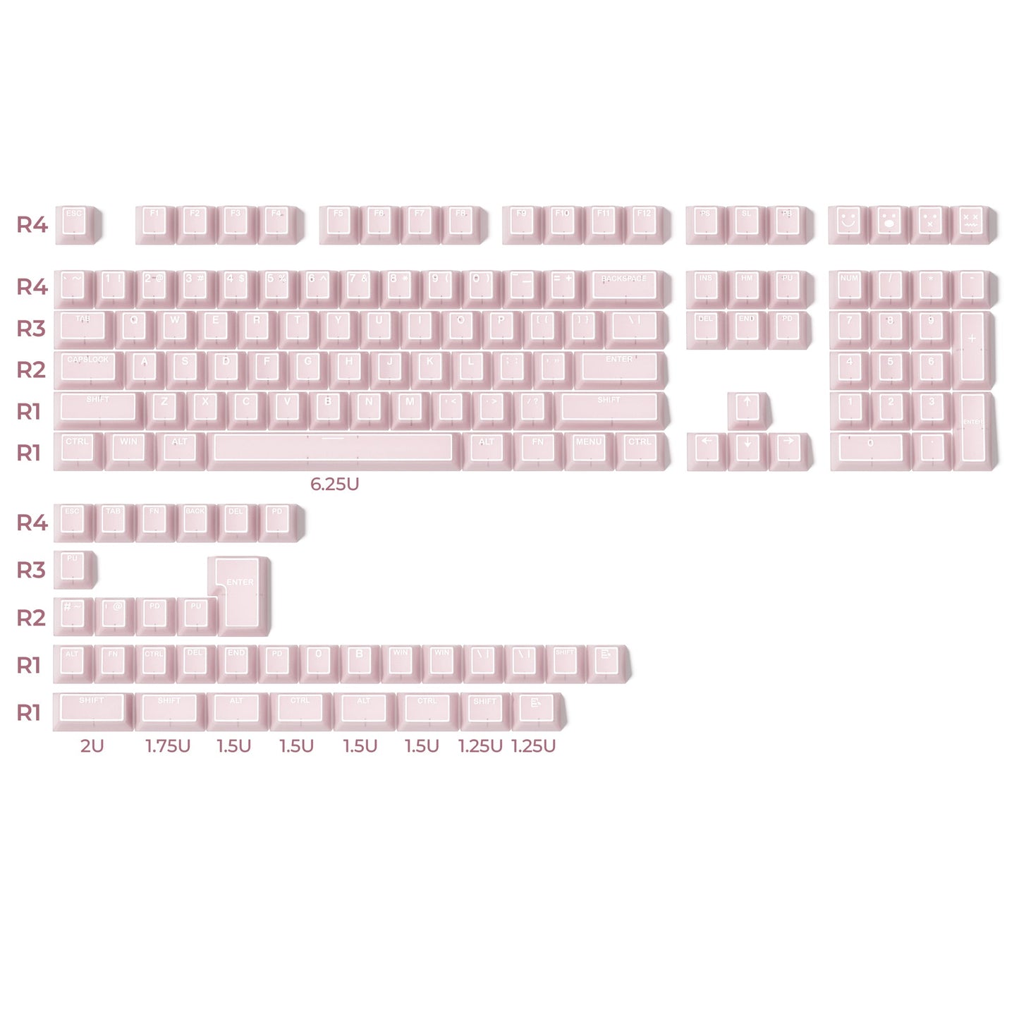 XVX PRISM Shine-Through Double-Shot Cherry Profile PBT Keycap Set 142-key