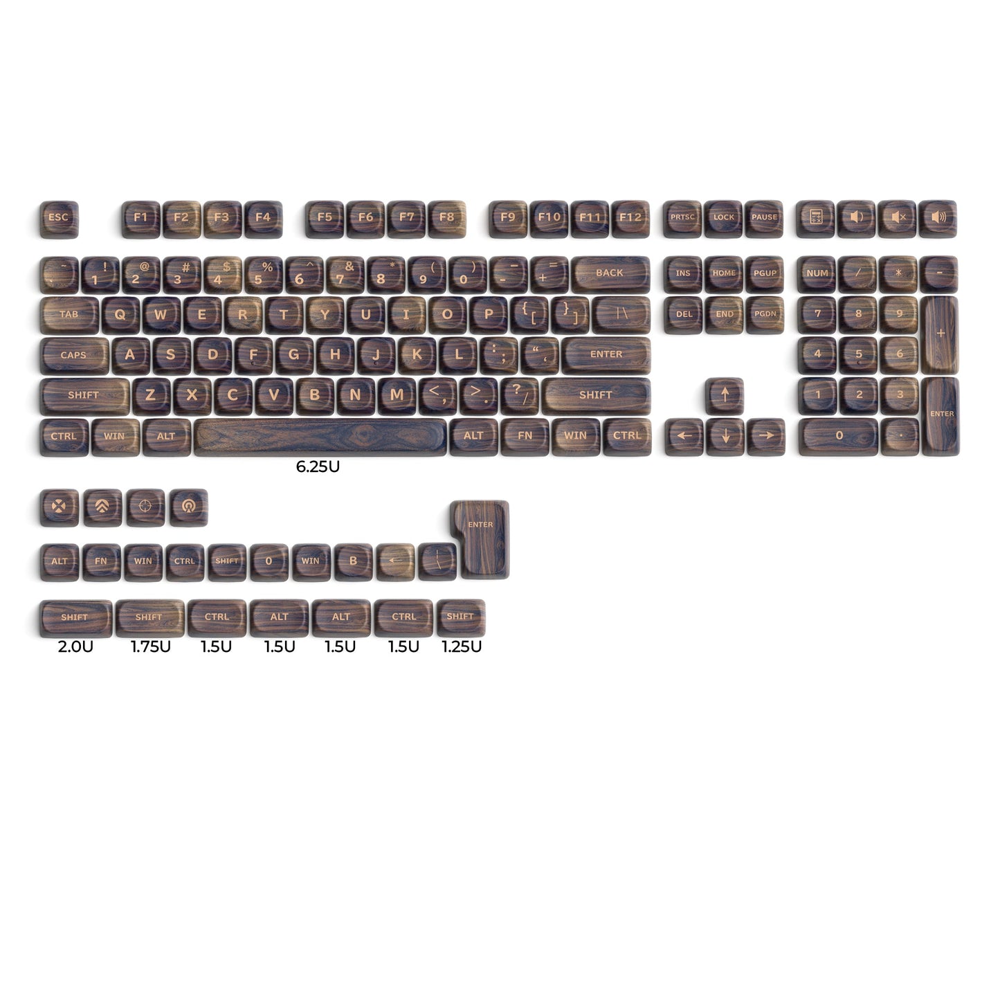 XVX Walnut Texturer  MOA  Profile Dye-Sub PBT Keycap Set 130-Key