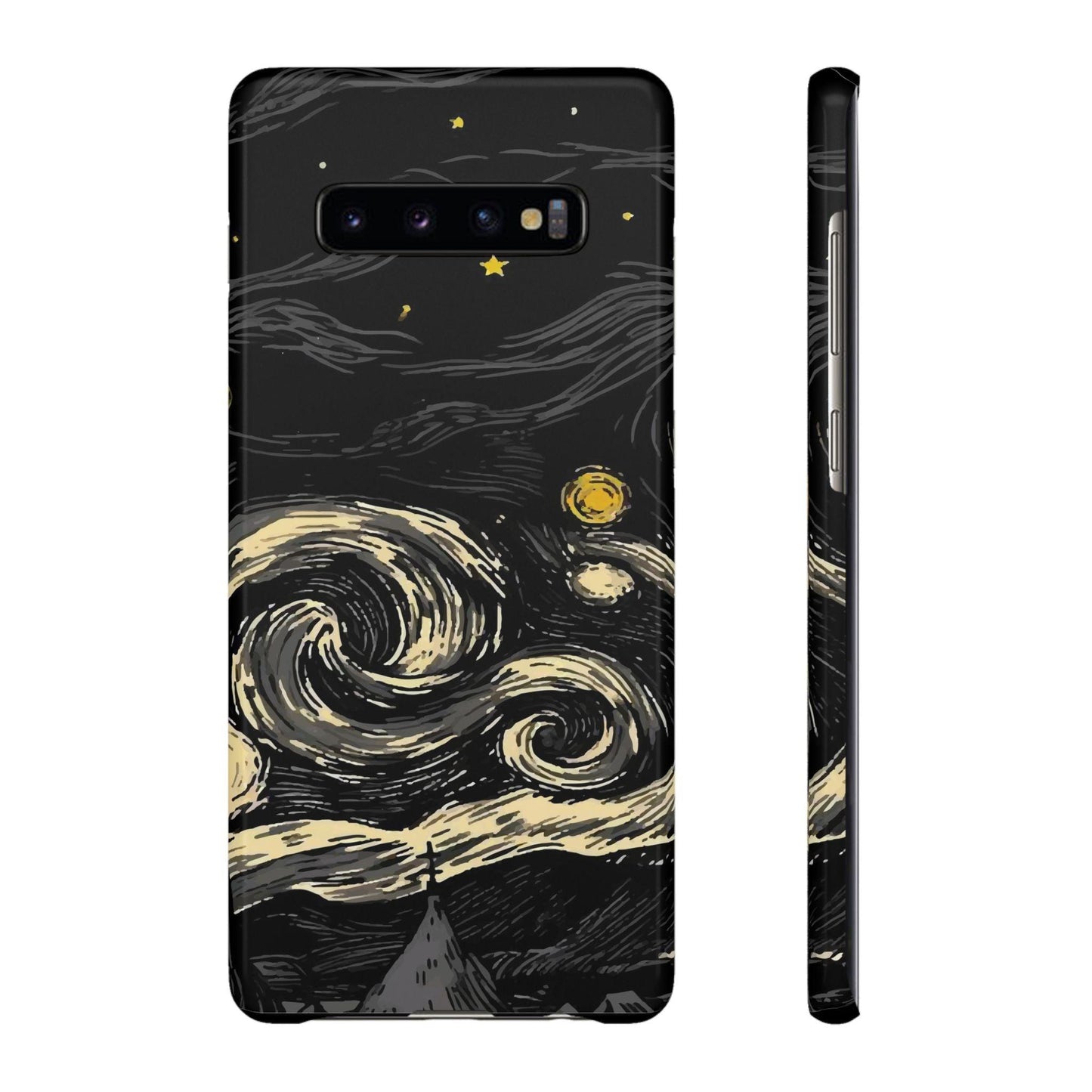 Samsung Clear Silicone Phone Case Black Sky Moon And Stars Pattern