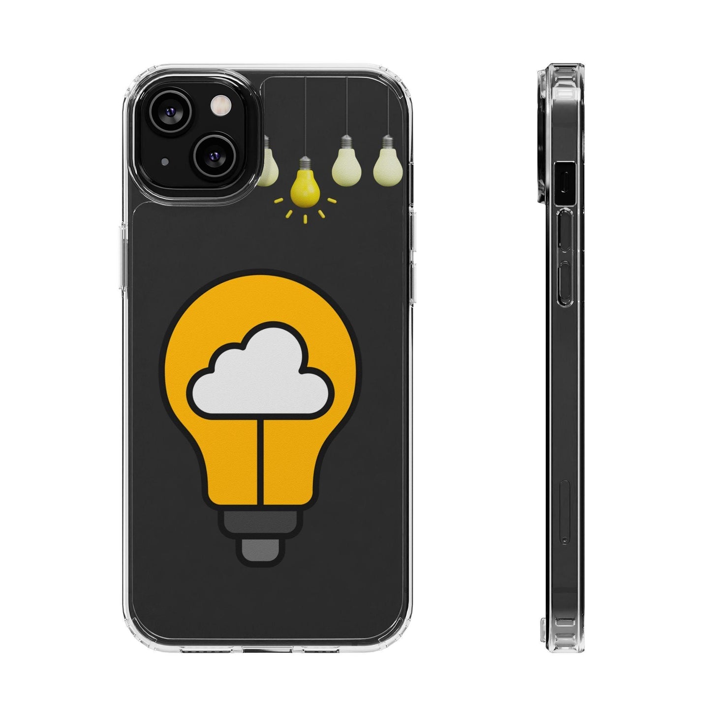Clear Cases Bulbs with Light Representing Ideas