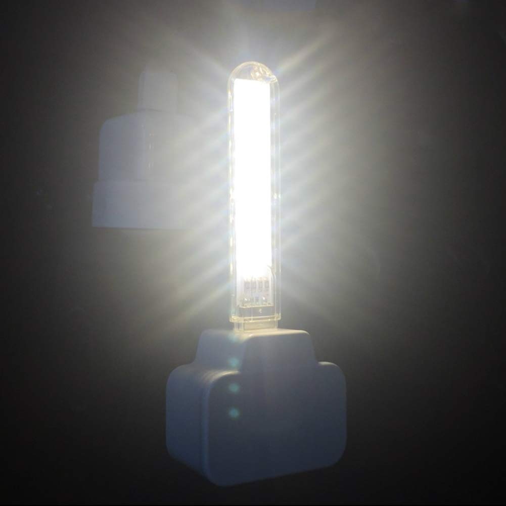 USB LED Light Stick 4 Pack — Portable 8-Bead White Night Light for Power Bank, Power Station & Emergency