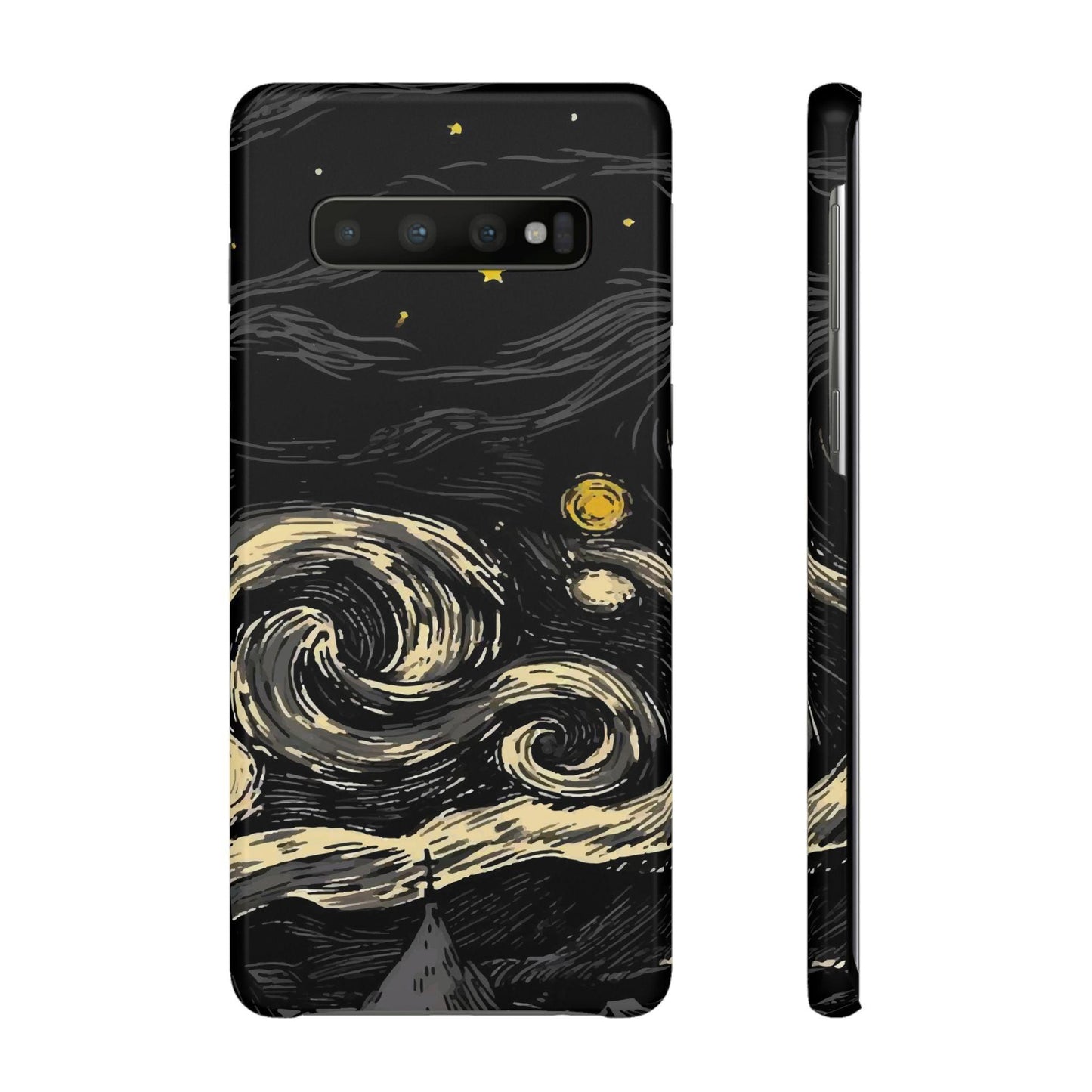 Samsung Clear Silicone Phone Case Black Sky Moon And Stars Pattern