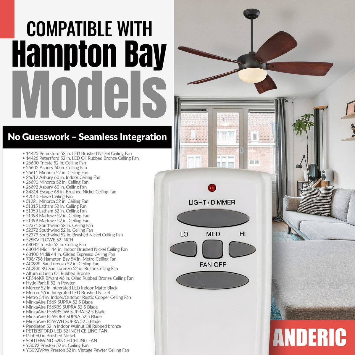 Harbor Breeze UC7086T CHQ7086T for Avion Ceiling Fan Remote Control