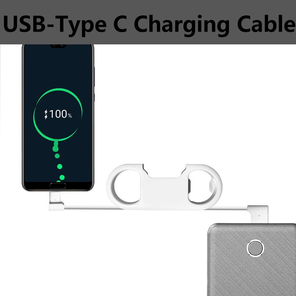 USB-C Keychain Charging Cable — Fast Charge Carabiner Bottle Opener for Samsung Galaxy & Pixel, White