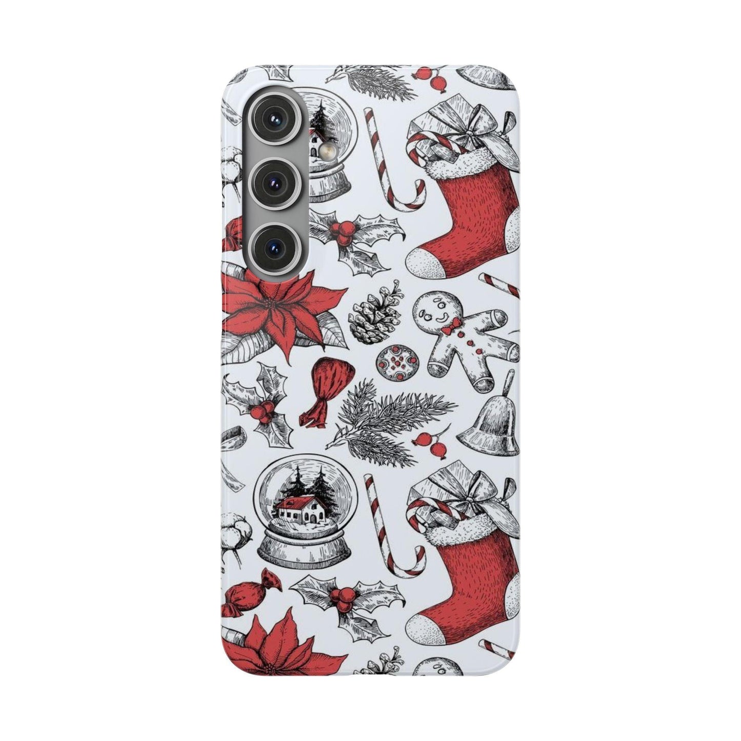 Samsung Clear Silicone Phone Case with Christmas Holiday Pattern – Festive Protection for Your Device