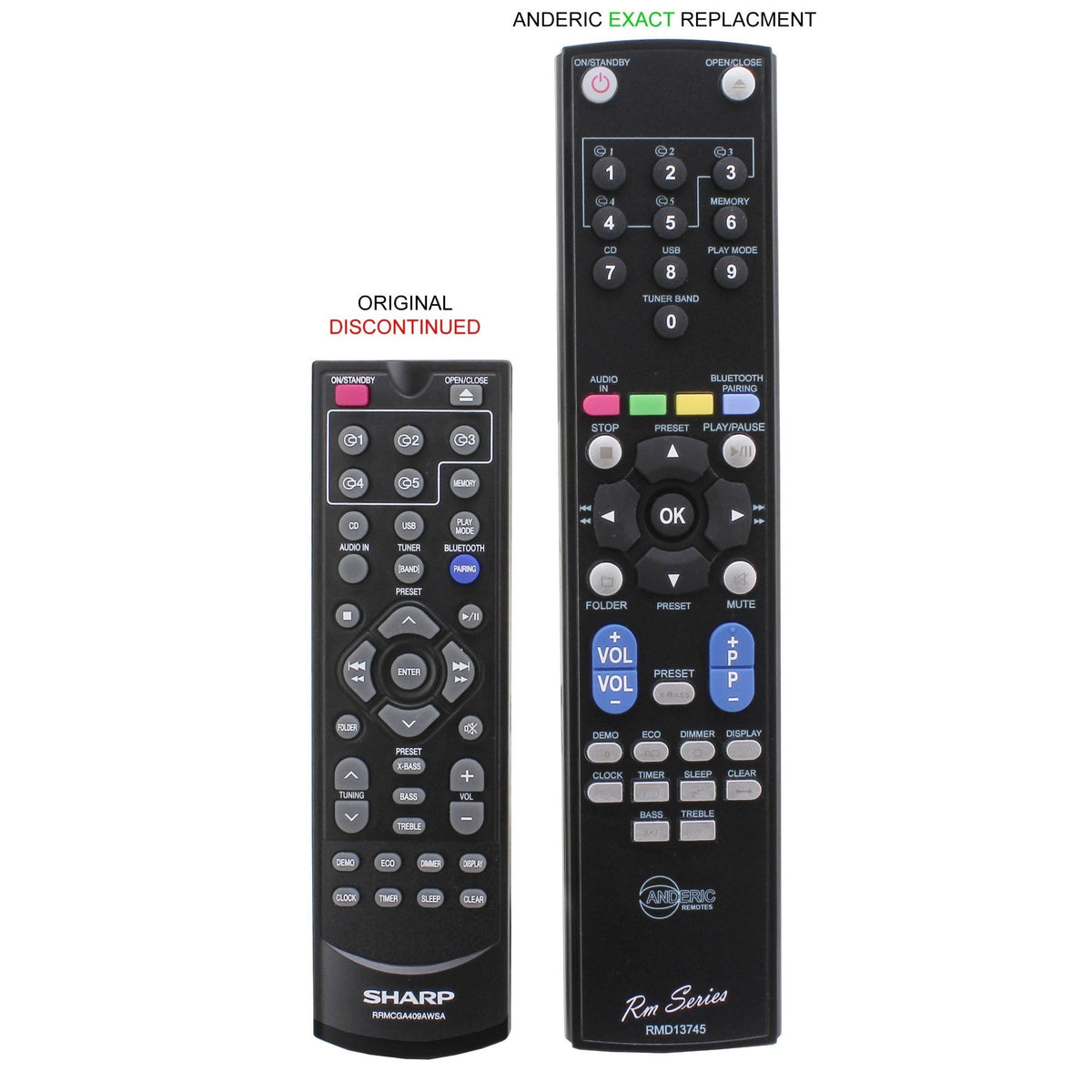 Sharp RRMCGA409AWSA Micro Component System Audio Remote Control | IR - RRMCGA409AWSA