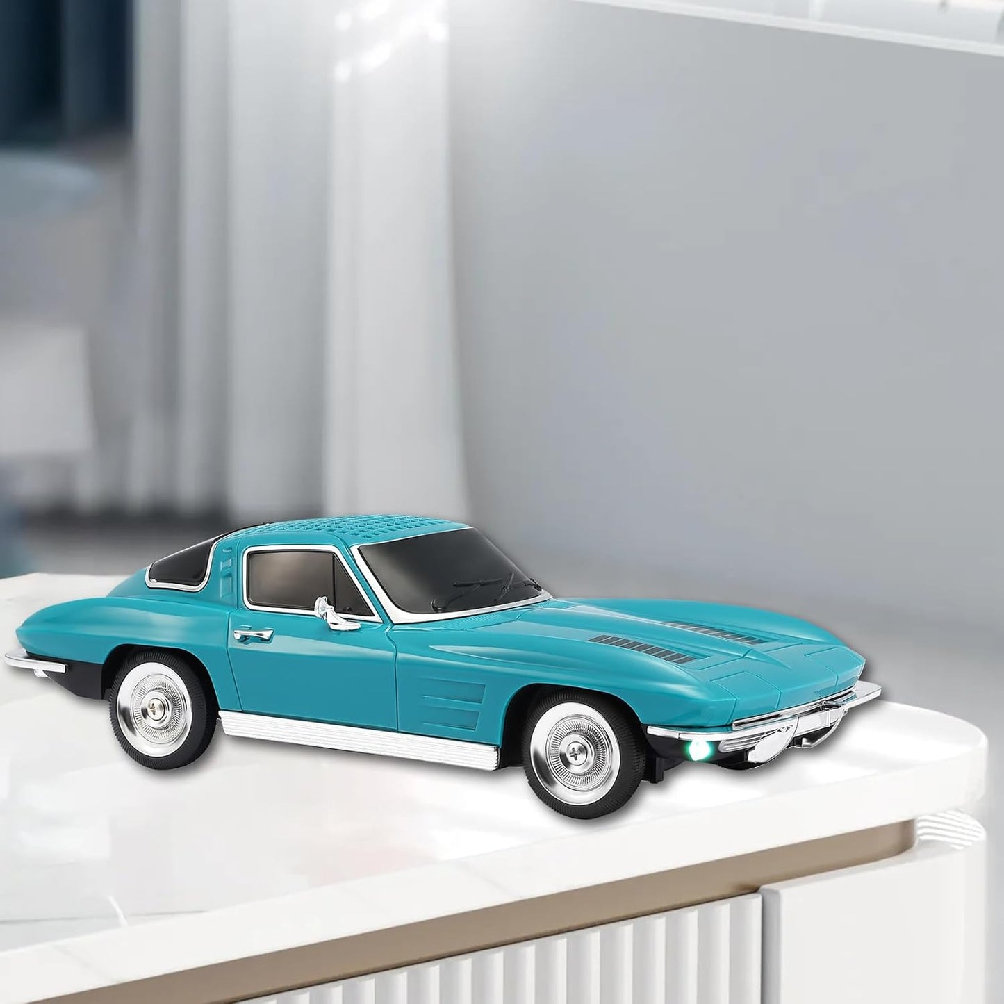 WS-1969 Retro Sports Car Bluetooth Replica Speaker – Portable Wireless Model with HD Sound, TWS Stereo Pairing, FM Radio, USB/TF Playback, LED Headlights & Taillights, Built-in Mic (Green)
