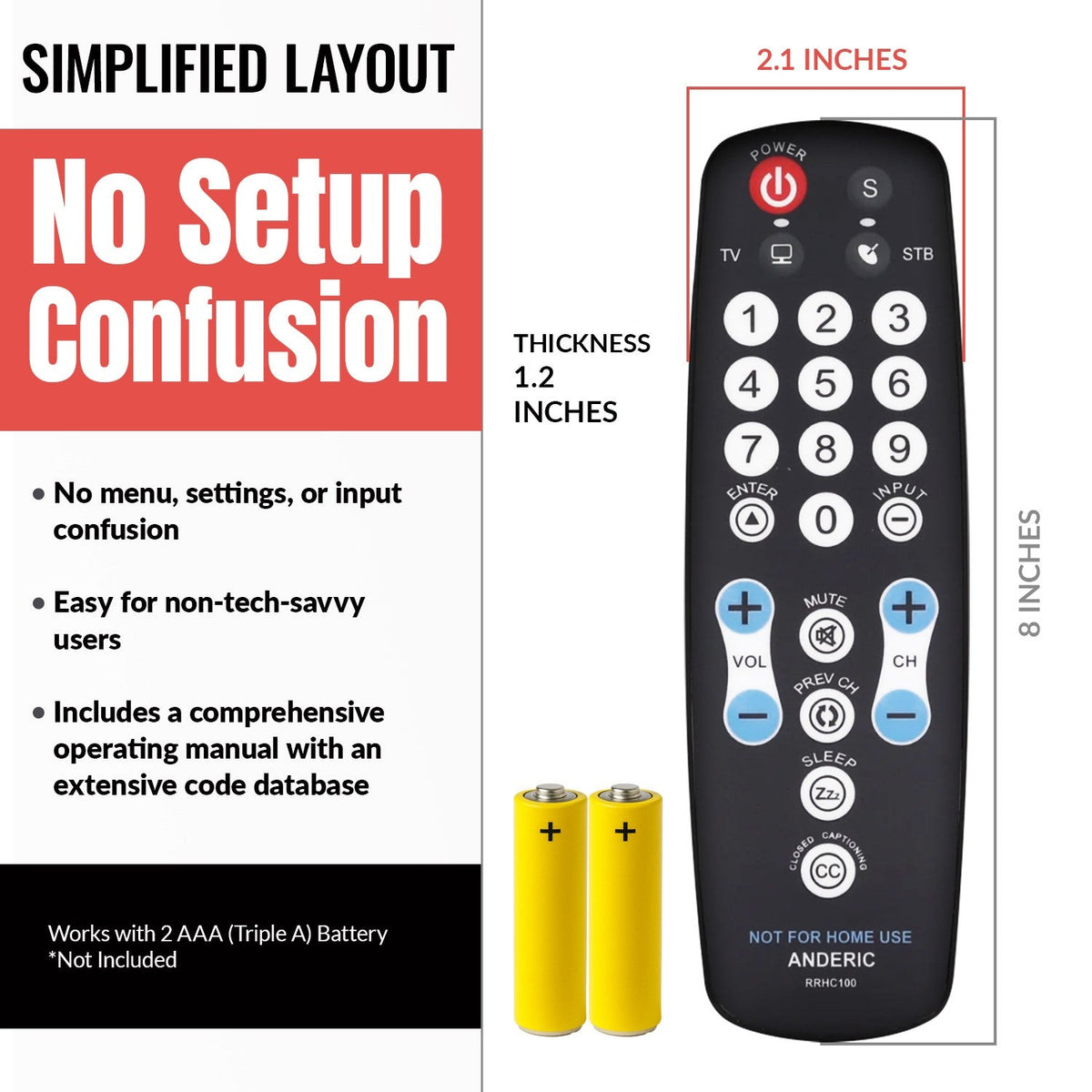RCA RCRHM02BR 1-Device Universal Remote Control