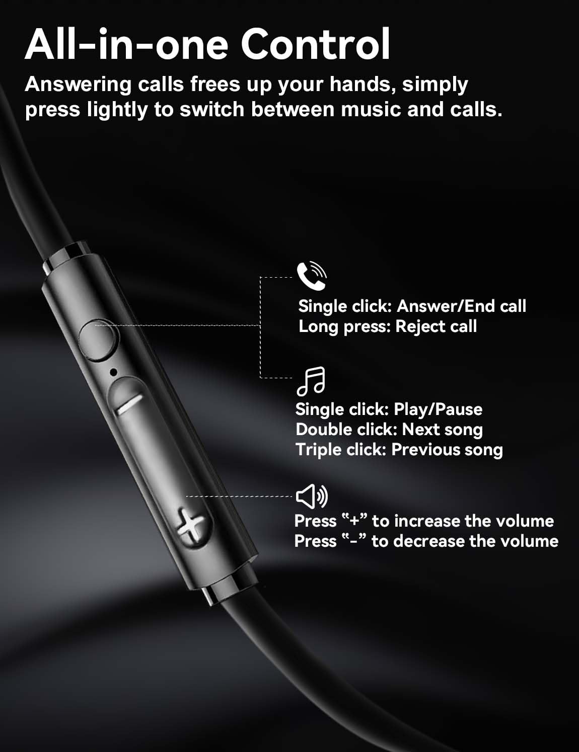 USB-C Wired Earbuds with Mic — Type C Headphones for iPhone 17e/17/16/15 Pro Max, Samsung Galaxy & All USB-C Devices