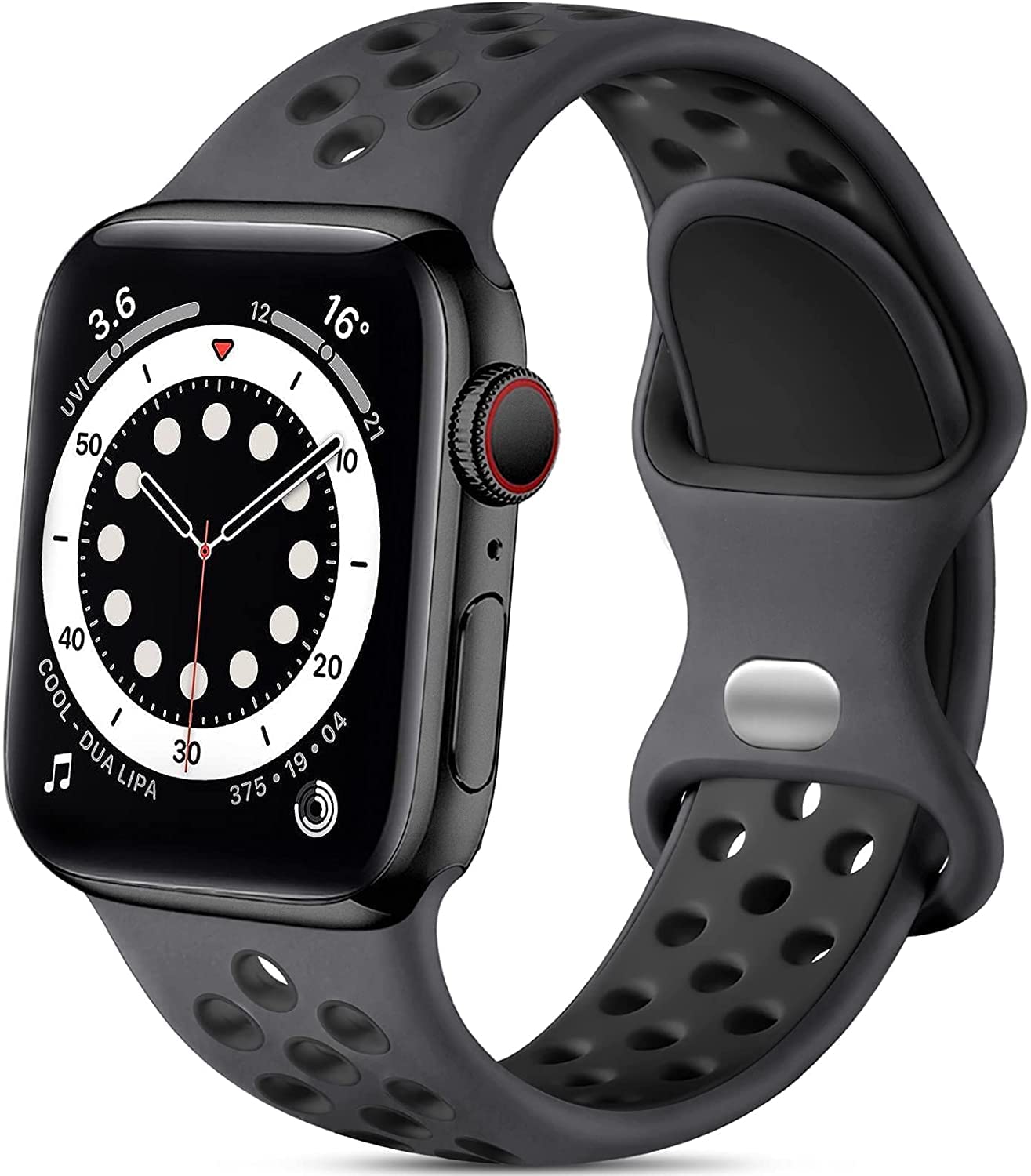 Apple Watch Silicone Sport Band Black — Soft Breathable Strap for Series 3-11, SE & Ultra 38mm-49mm
