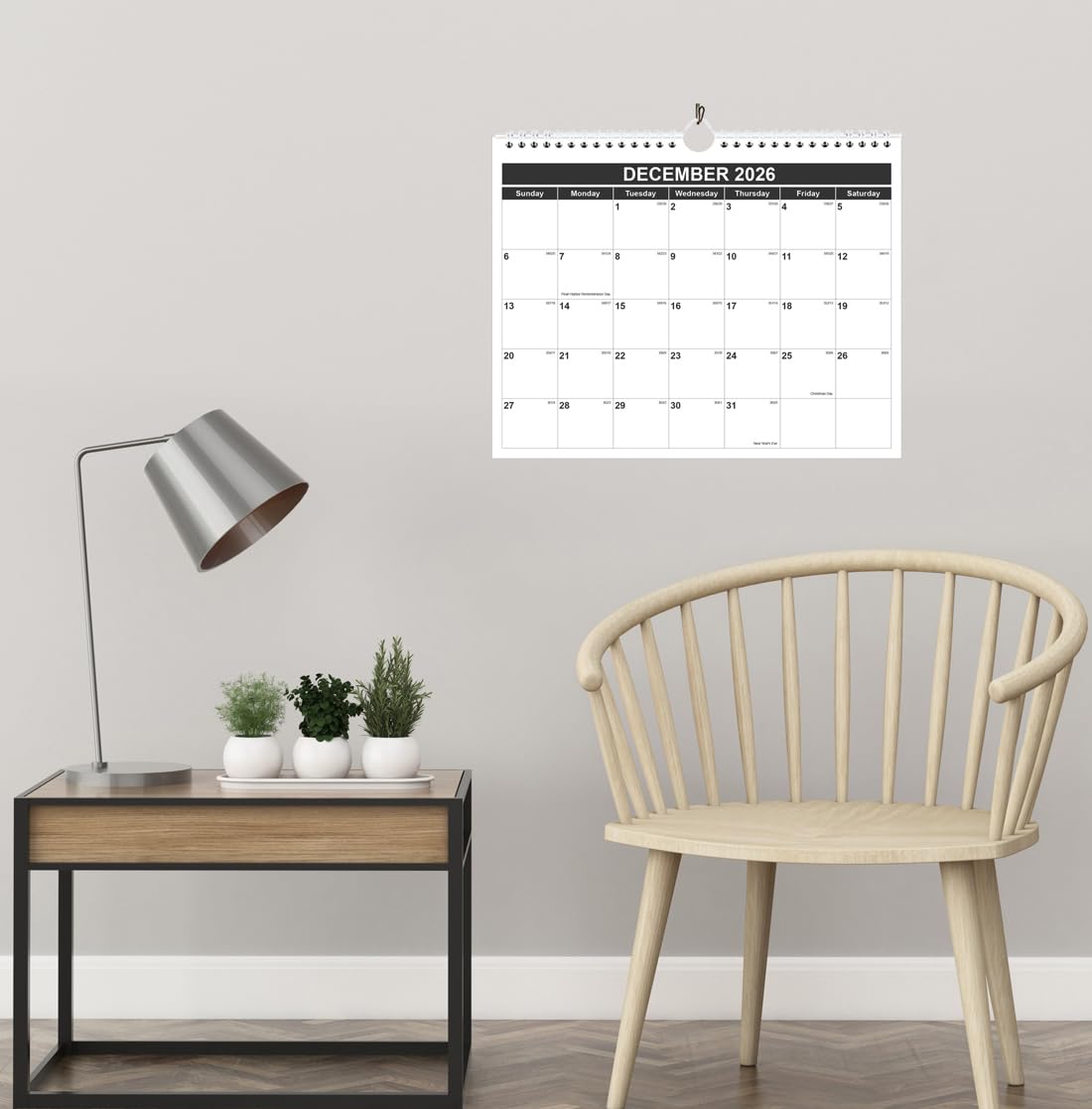 2026–2027 Monthly Wall Calendar (Jan 2026–Jun 2027) – 8.5” x 11” Spiral-Bound Hanging Planner for Home & Office – Black