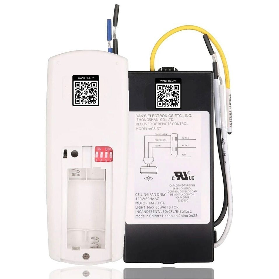 Anderic Substitute Kit for Hampton Bay TX028-RS Ceiling Fan Remote Control [63T-AC83T-KIT]