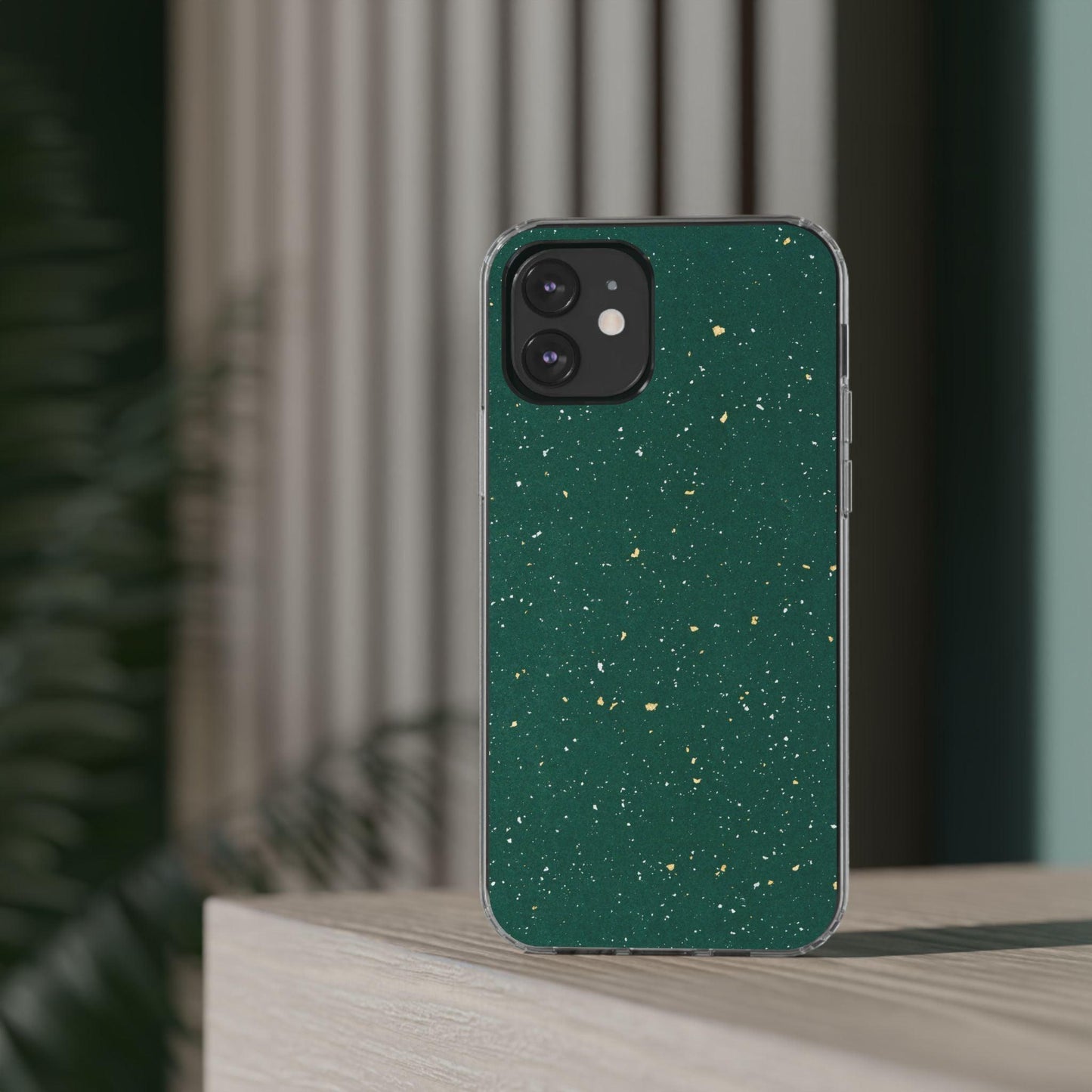Clear Cases Green with Glitter