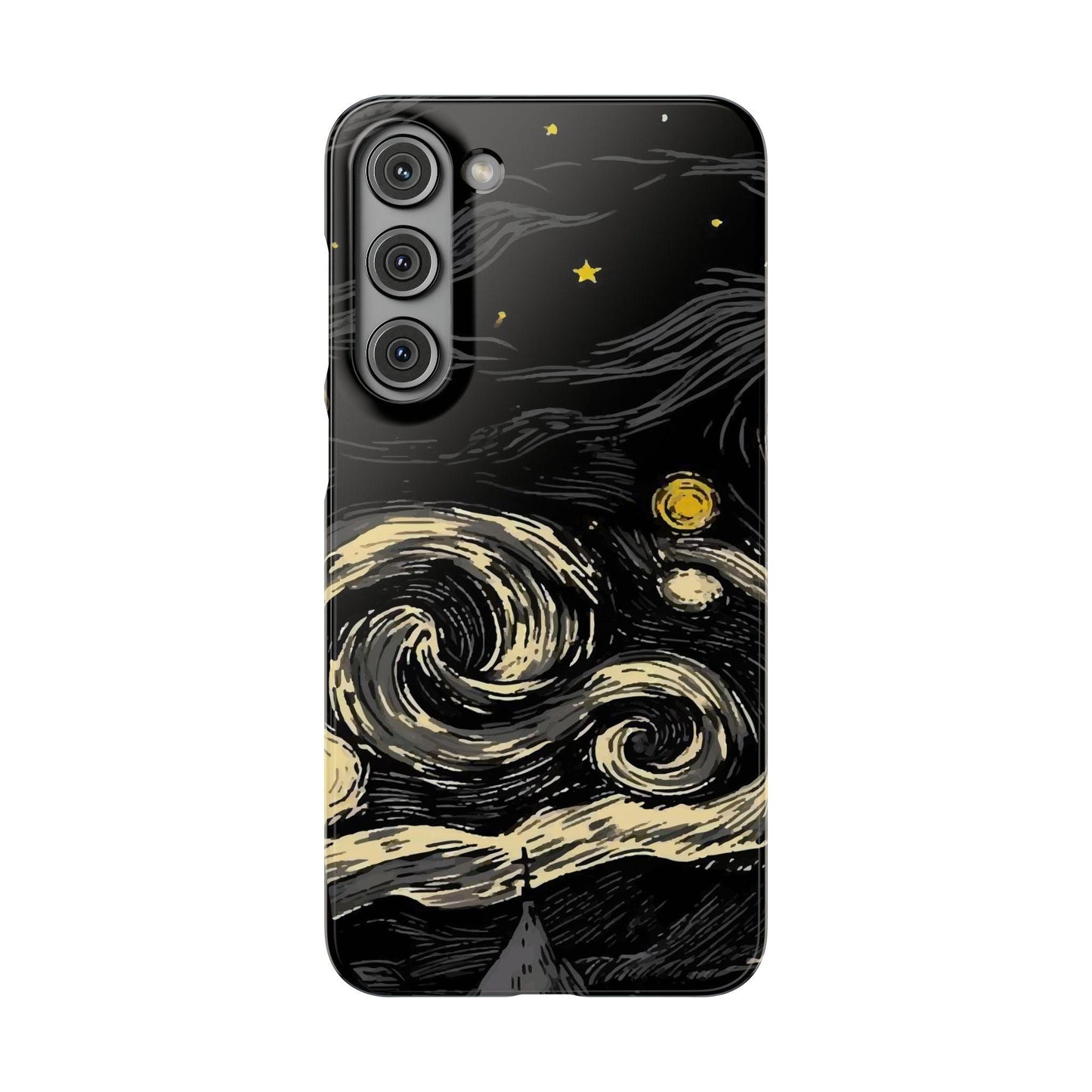 Samsung Clear Silicone Phone Case Black Sky Moon And Stars Pattern