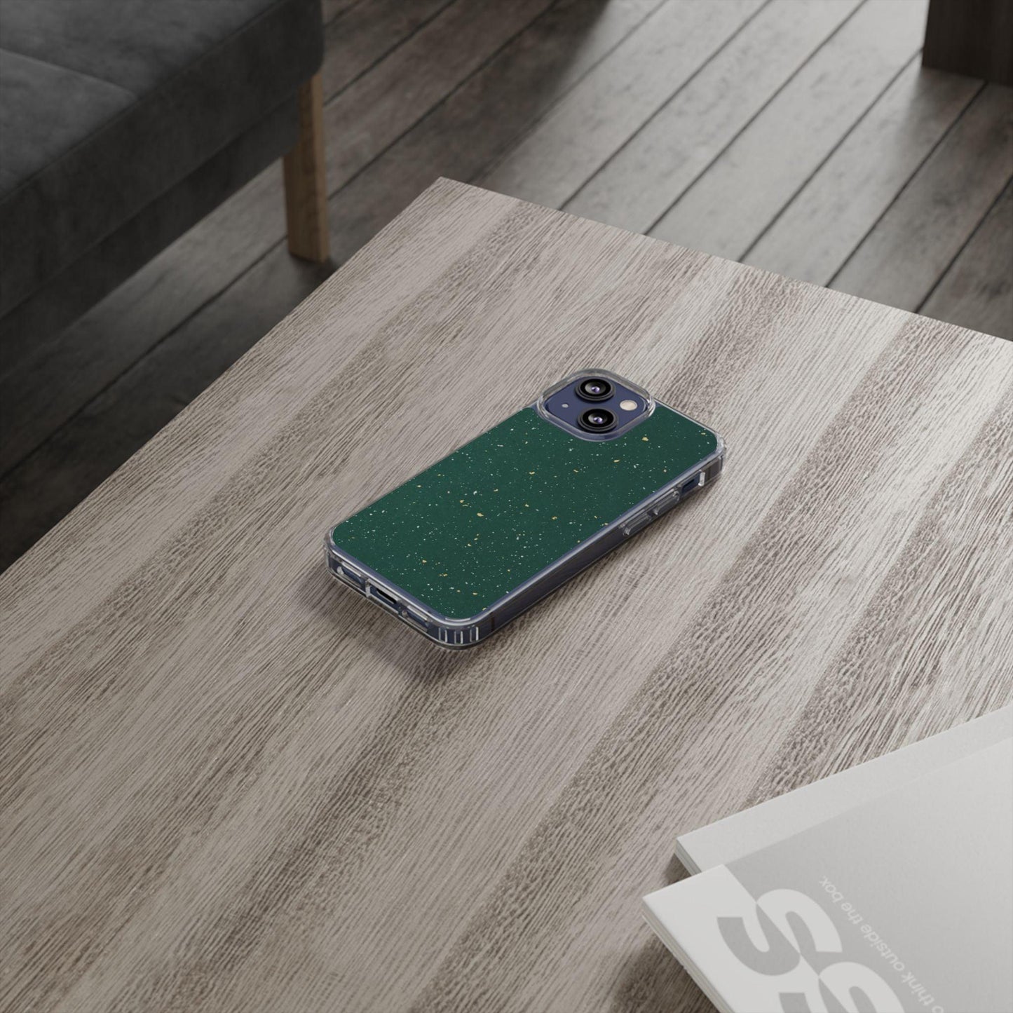 Clear Cases Green with Glitter