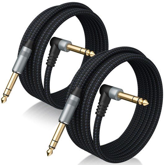 1/4" TRS Stereo Cable 2 Pack 10FT — Balanced Noise-Free Audio Cable for Guitar, Mixer & Studio Monitor