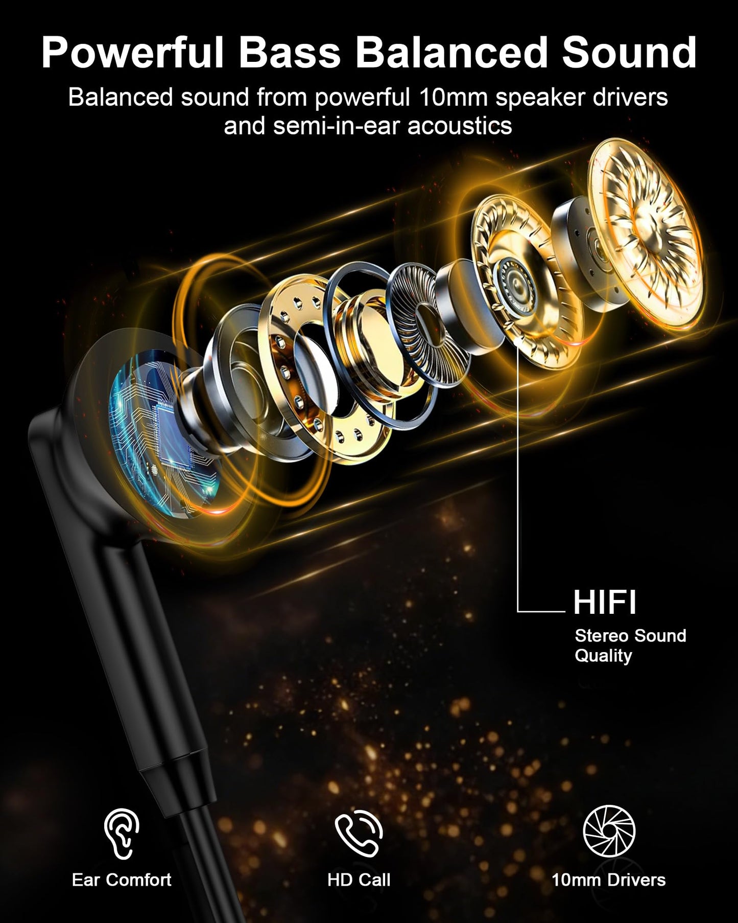 USB-C Wired Earbuds with Mic – Type C Earphones for iPhone 17/16/15, Samsung Galaxy S26/S25/S24 & Android