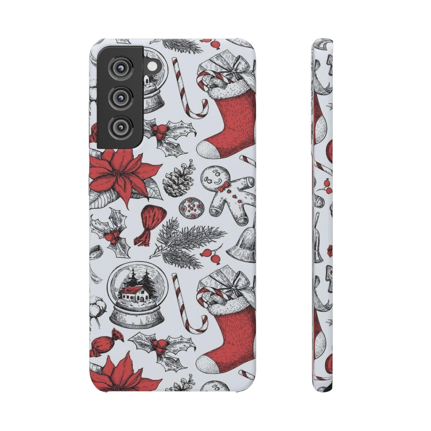 Samsung Clear Silicone Phone Case with Christmas Holiday Pattern – Festive Protection for Your Device