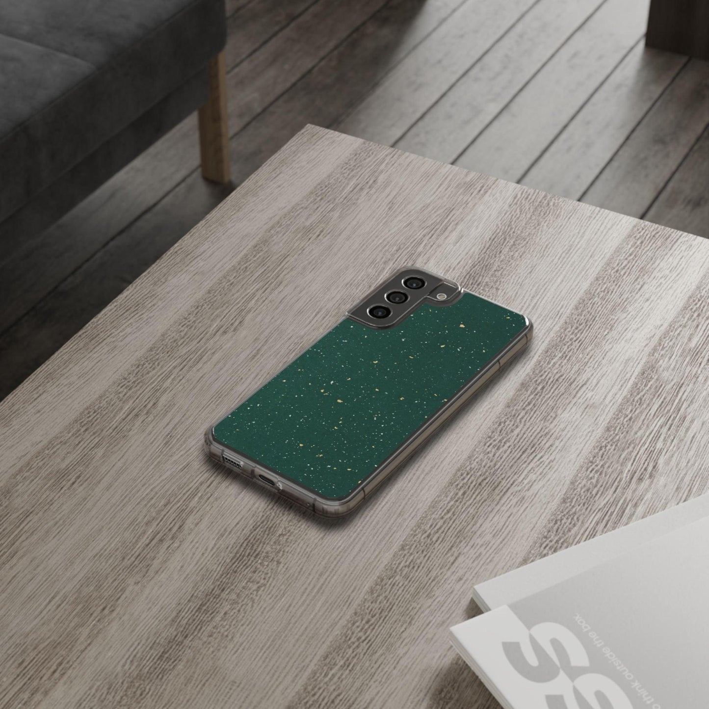 Clear Cases Green with Glitter