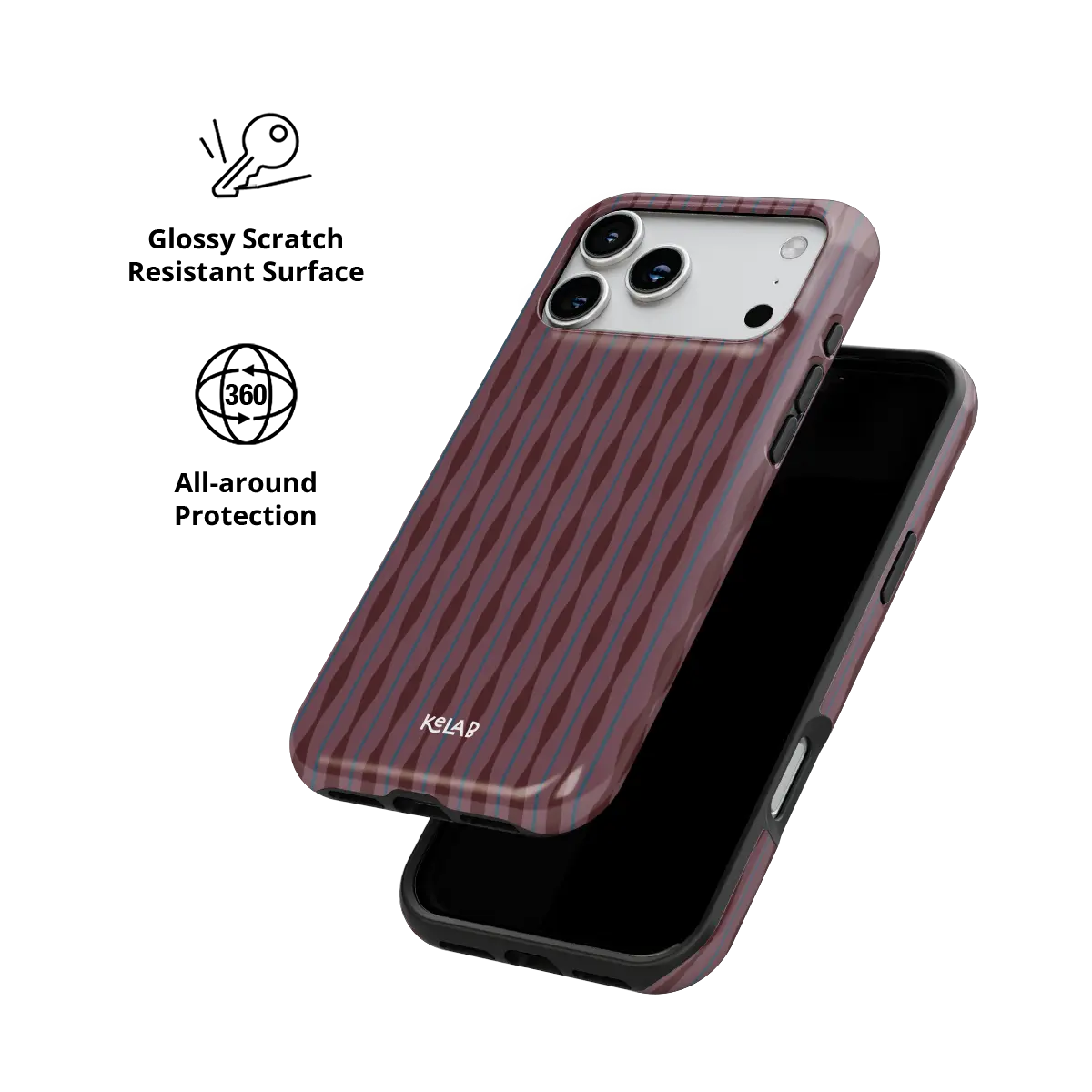 Mulberry | Burgundy Phone Case with Wavy Textured Design